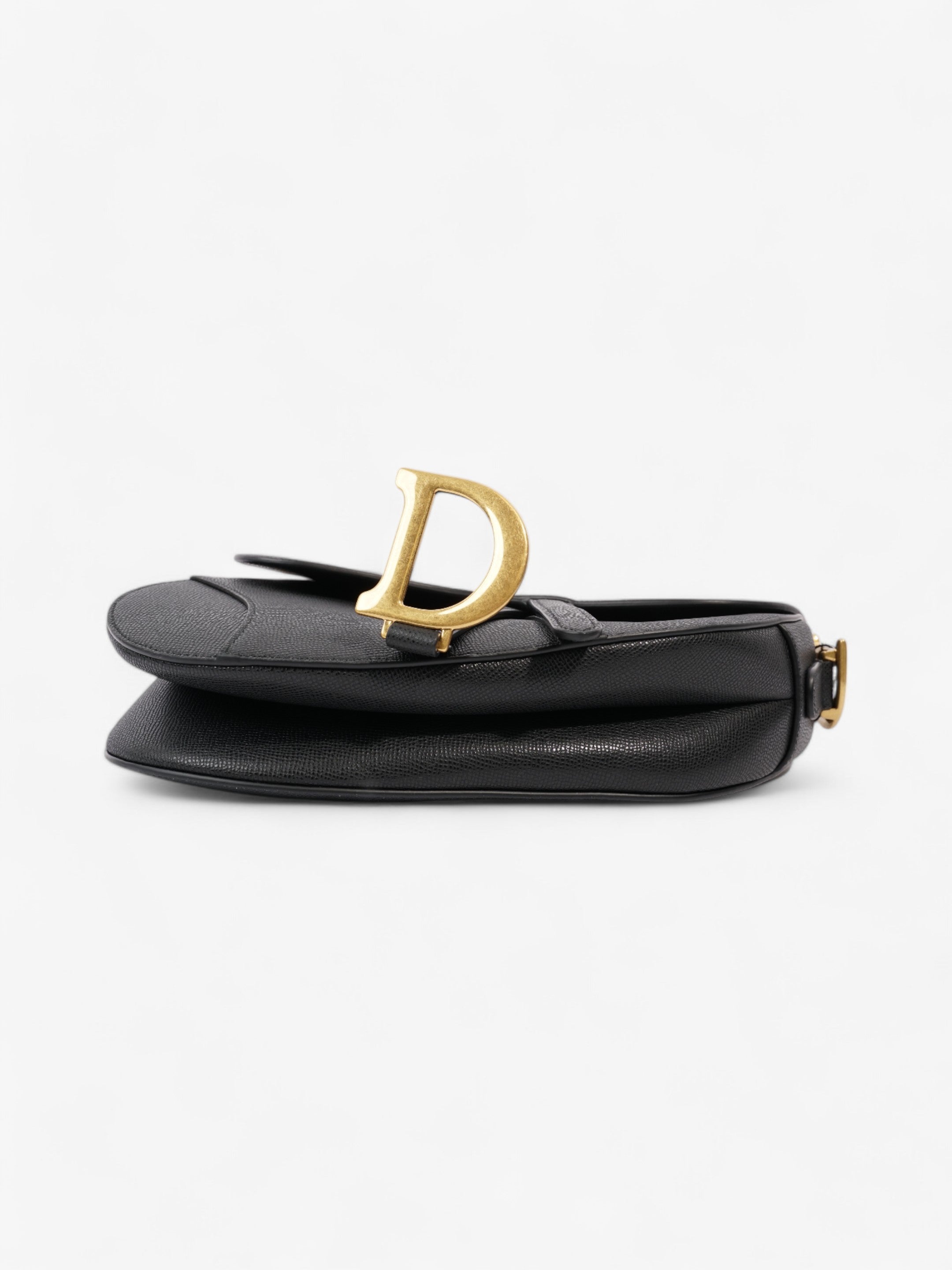 Christian Dior Saddle Bag with Strap Black Calfskin Leather