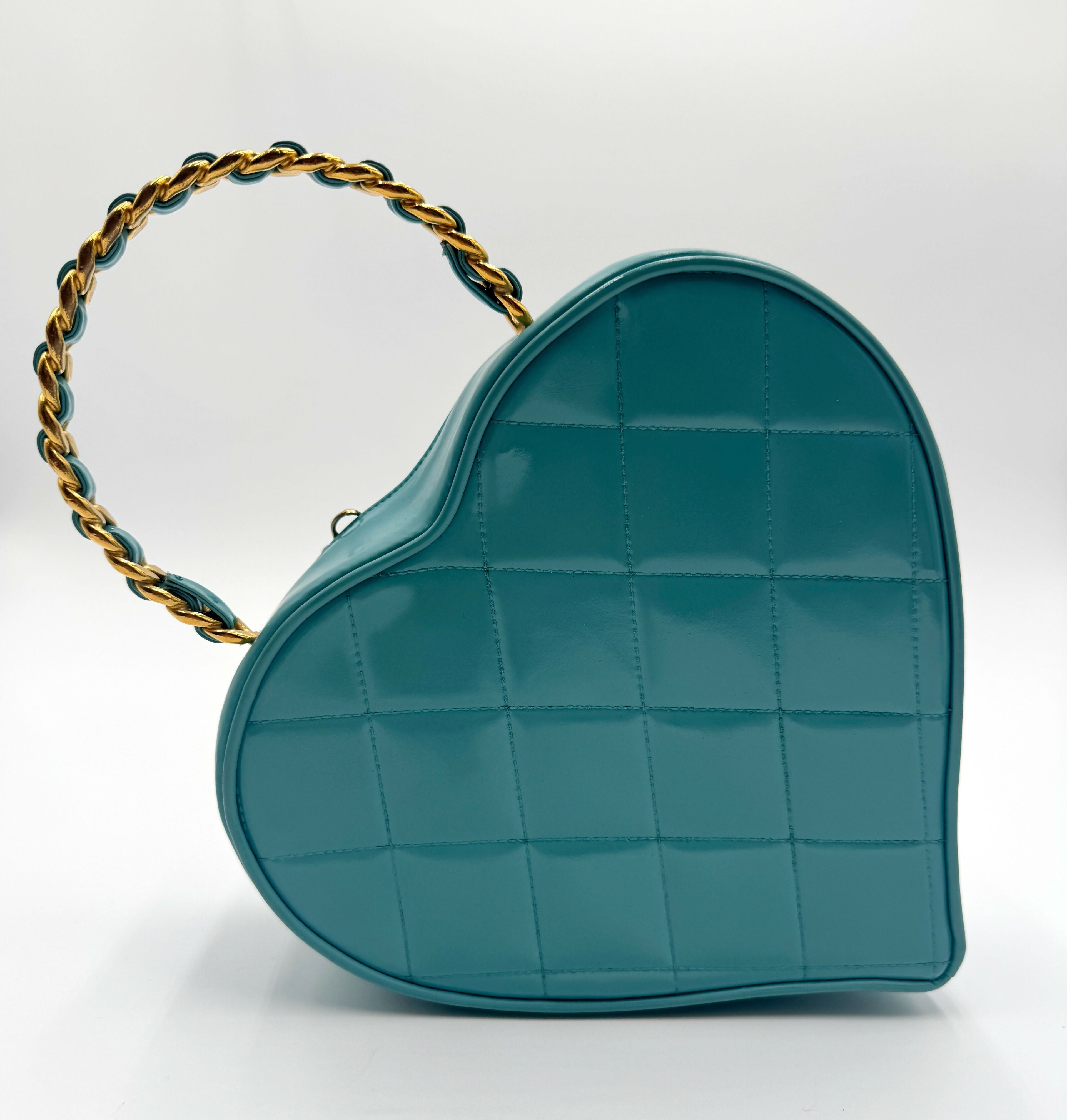 Chanel 1995 Vintage Barbie Blue & Pink Heart Vanity Bag