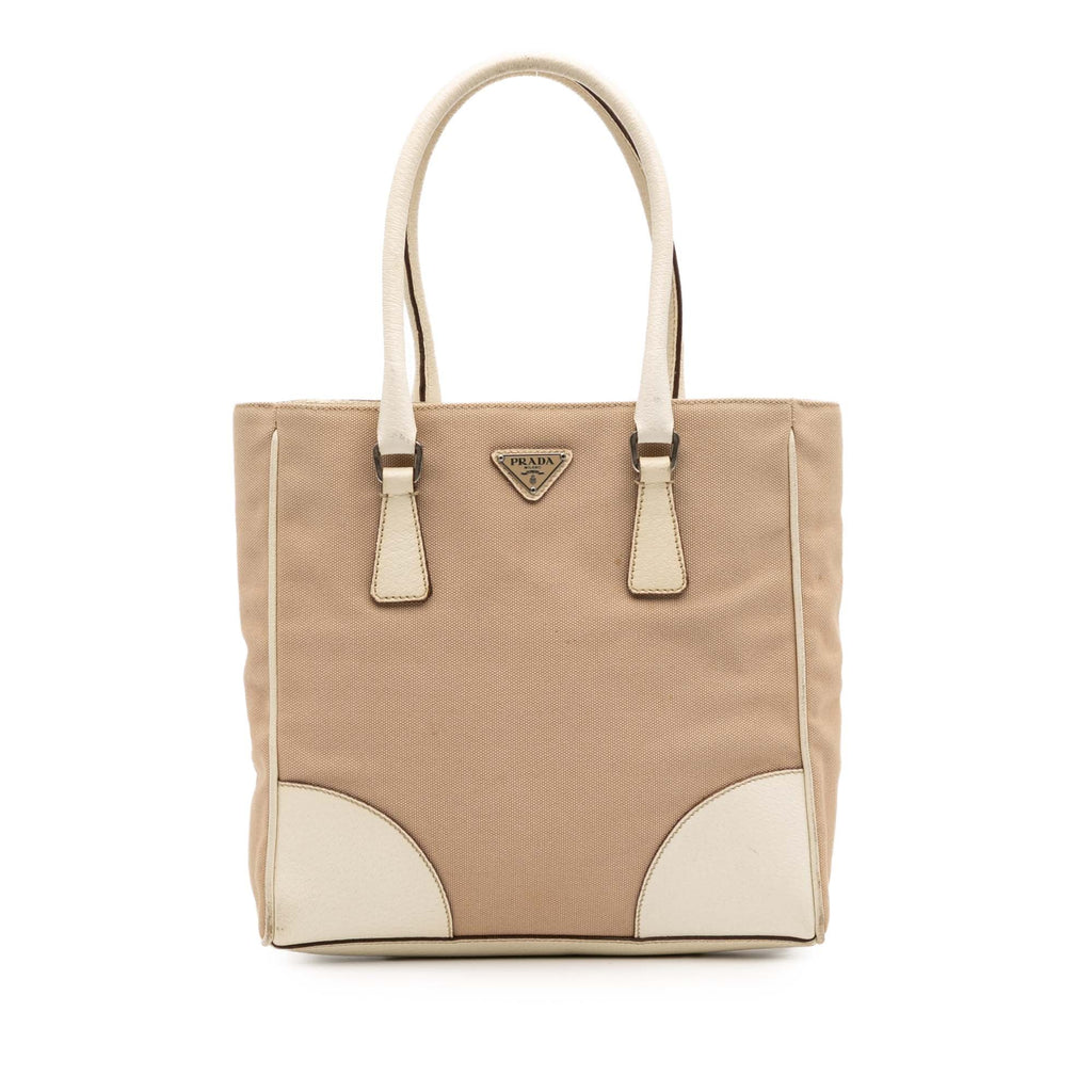 Cuir Double Tote Canvas and Saffiano Leather Small
