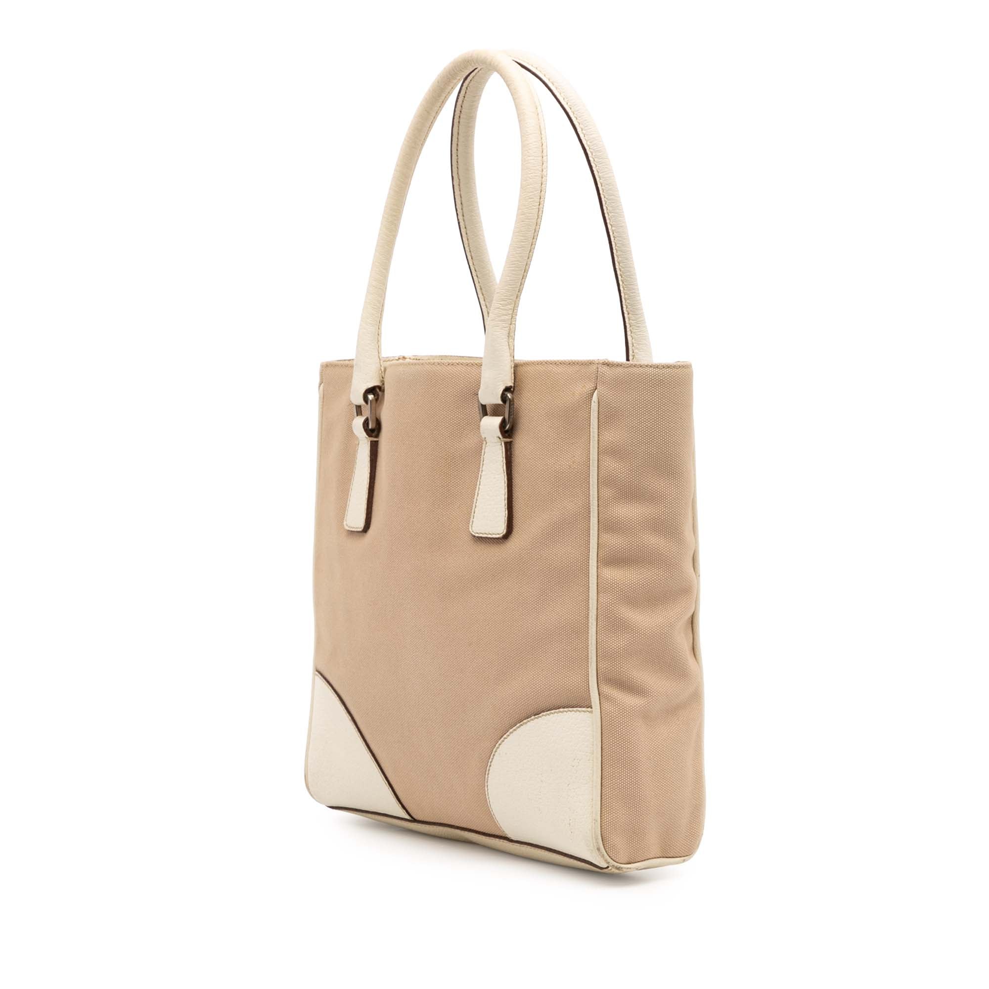 Cuir Double Tote Canvas and Saffiano Leather Small