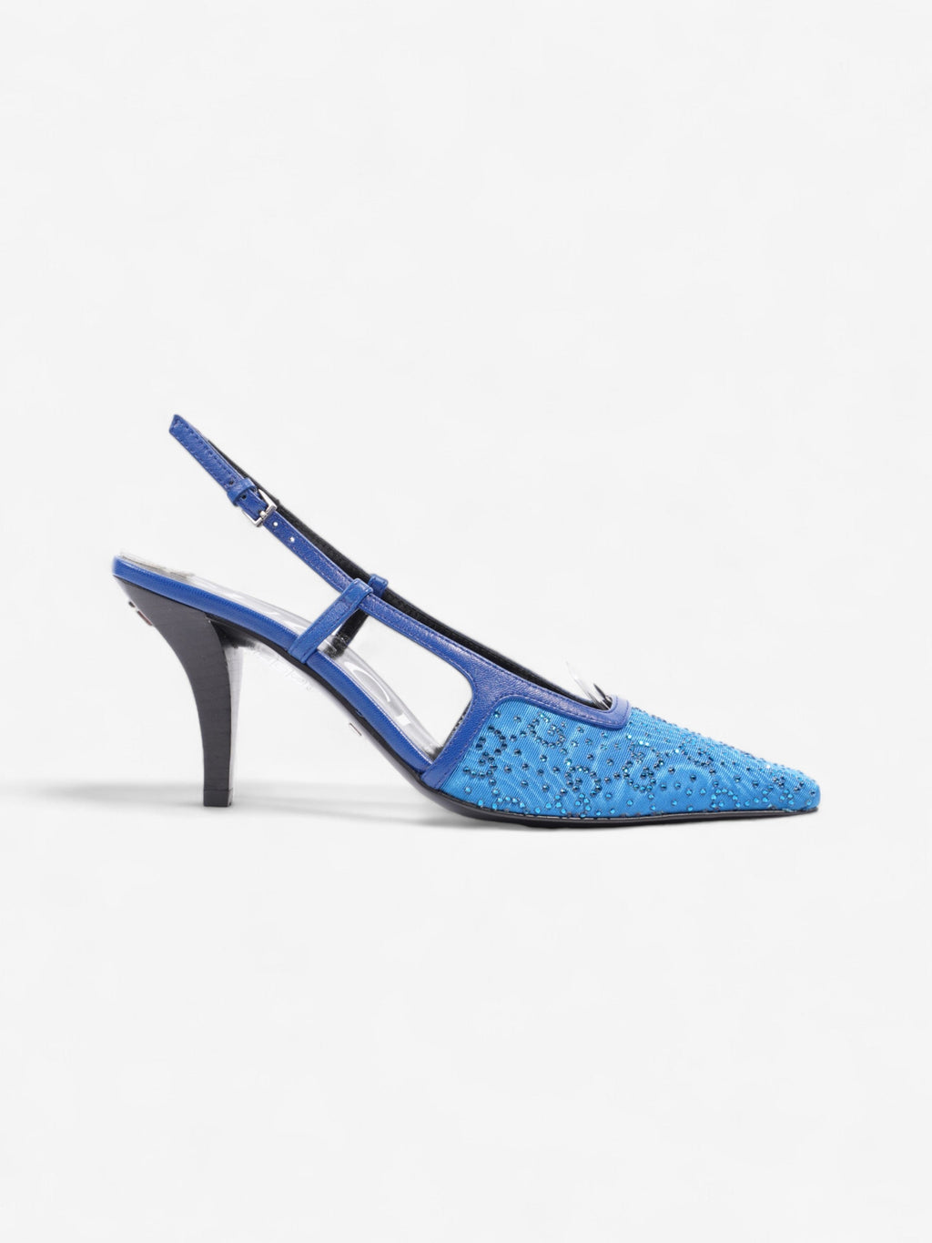 Gucci GG Slingback Pumps 70mm Blue Fabric EU 35 UK 2