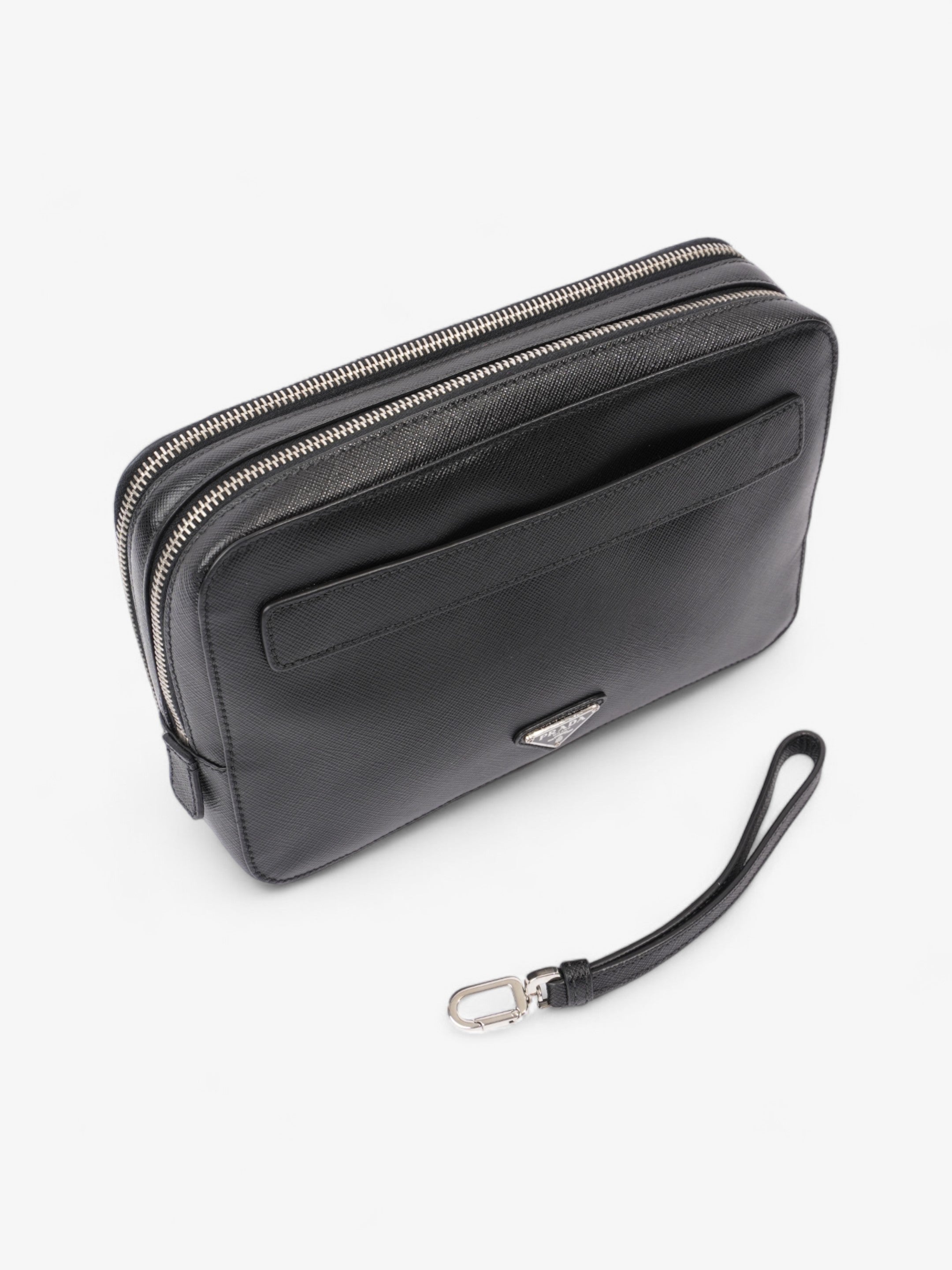 Prada Zipped Clutch Black Saffiano Leather