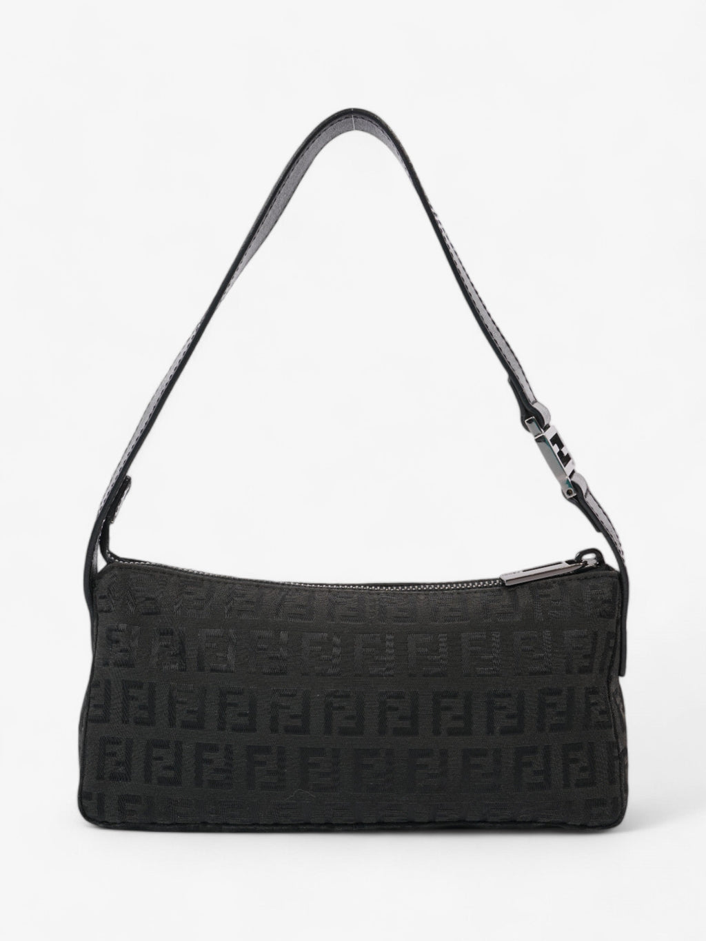 Fendi Zucca Shoulder Bag Black Canvas