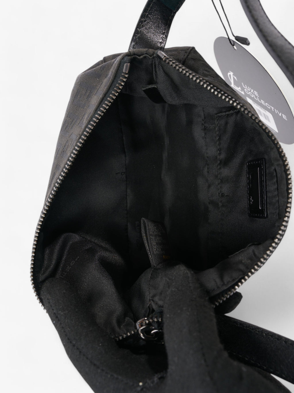 Fendi Zucca Shoulder Bag Black Canvas