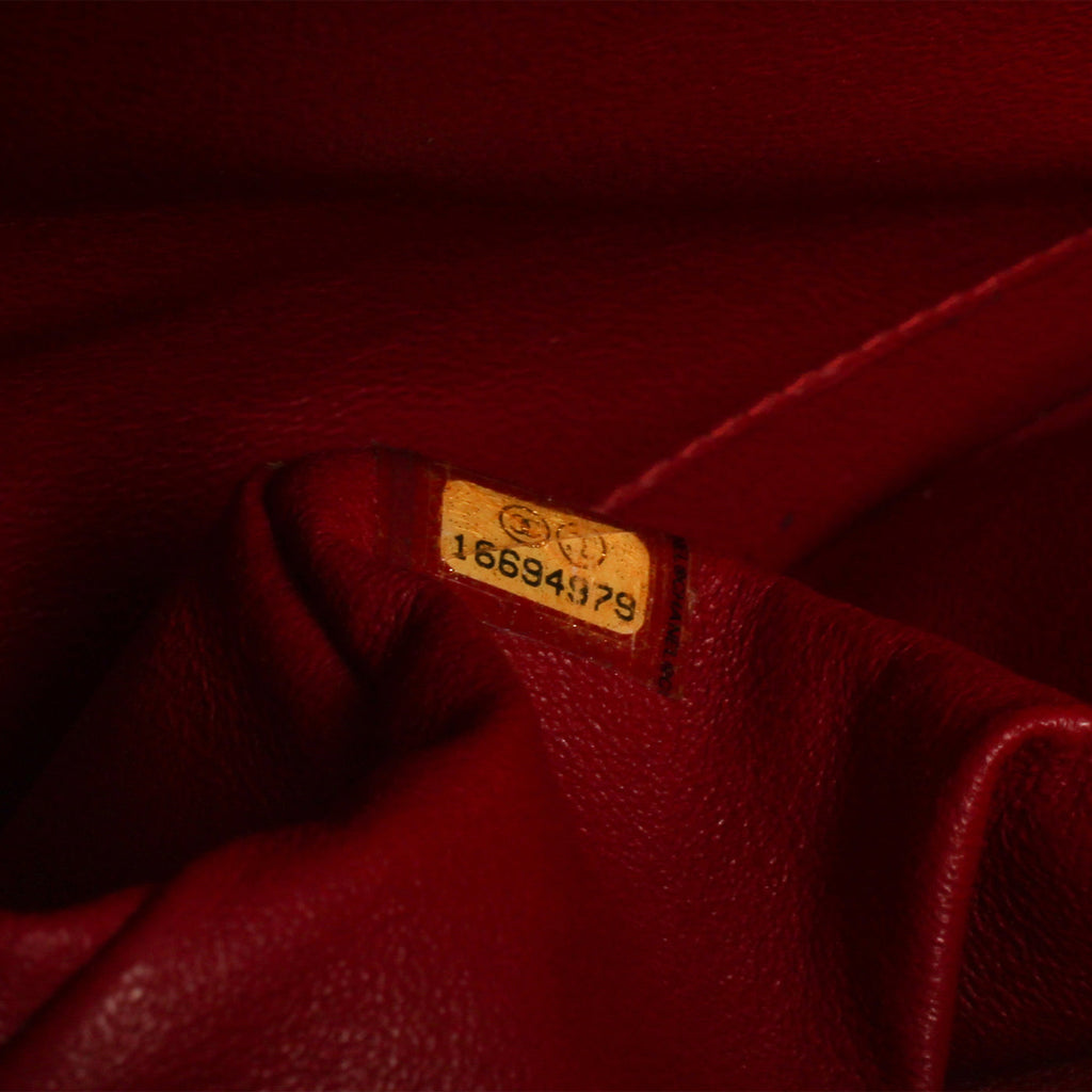 Chanel Classic Red Caviar Flap Bag - Jumbo