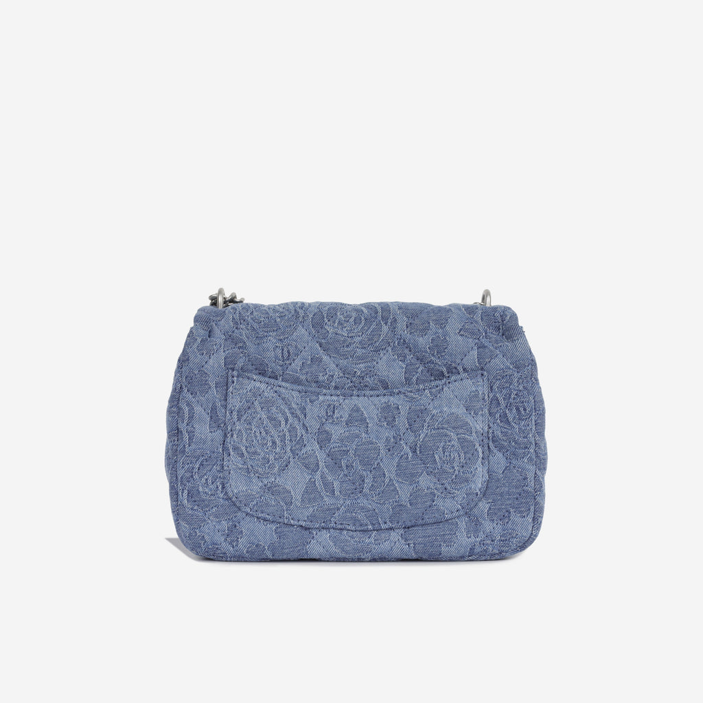 Chanel Denim Quilted Camellia Flap