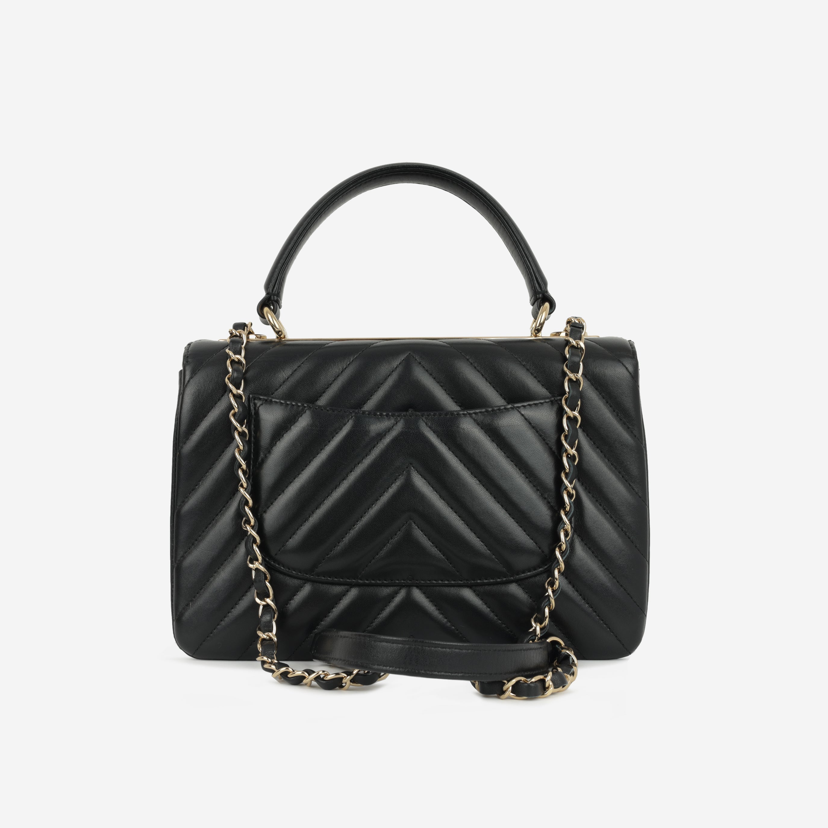 Chanel Small Trendy CC Flap Bag - Black Lambskin | Champagne Gold Hardware
