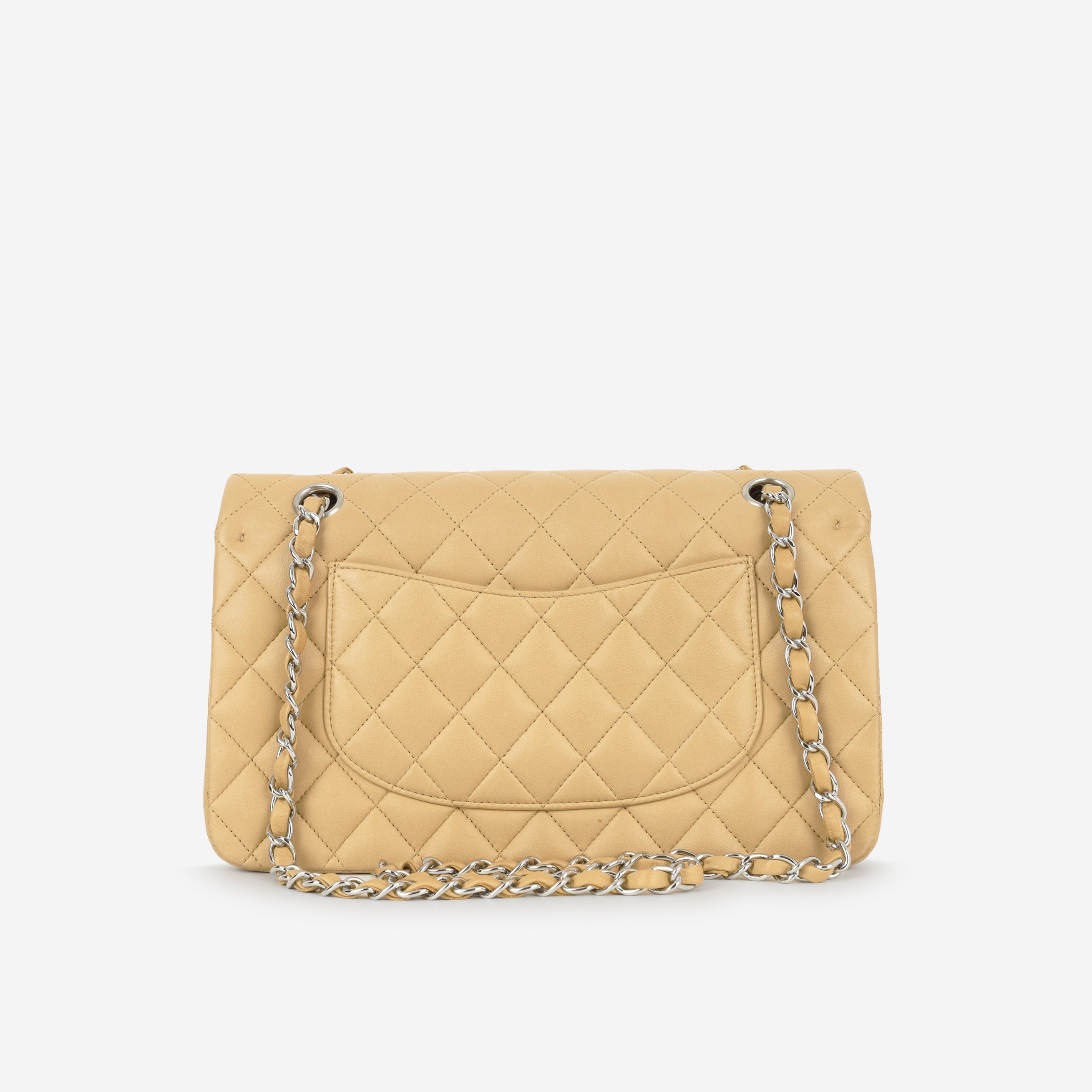 Chanel Vintage Medium Classic Flap - Beige Lambskin | Silver Hardware
