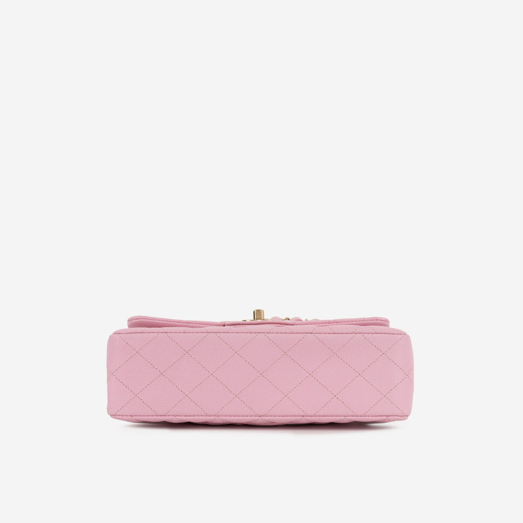 Chanel Small Double Classic Flap - Rose Fonce Caviar | Champagne-Gold Hardware