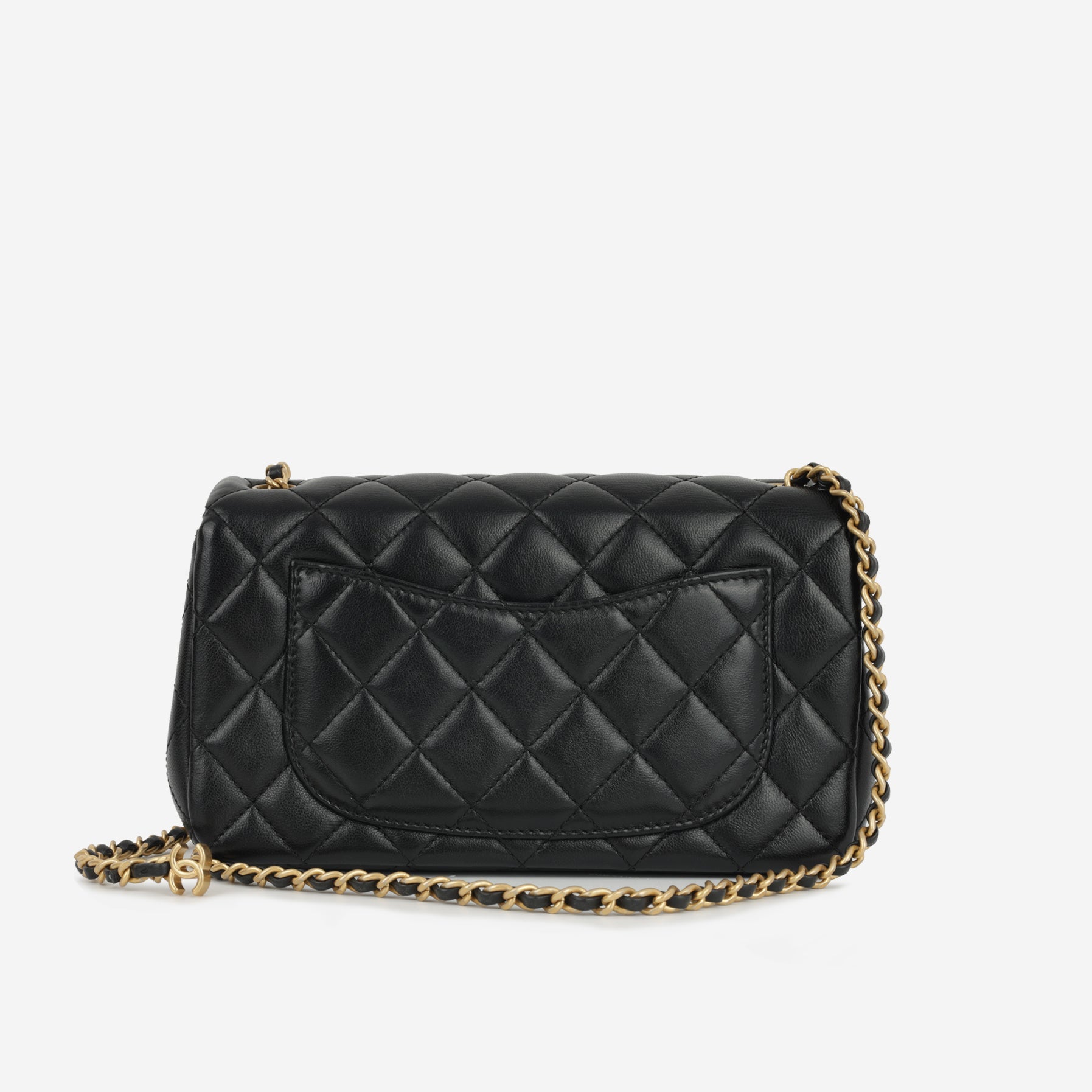 Chanel Mini Flap Rectangular - Black Shiny Lambskin | Gold Hardware