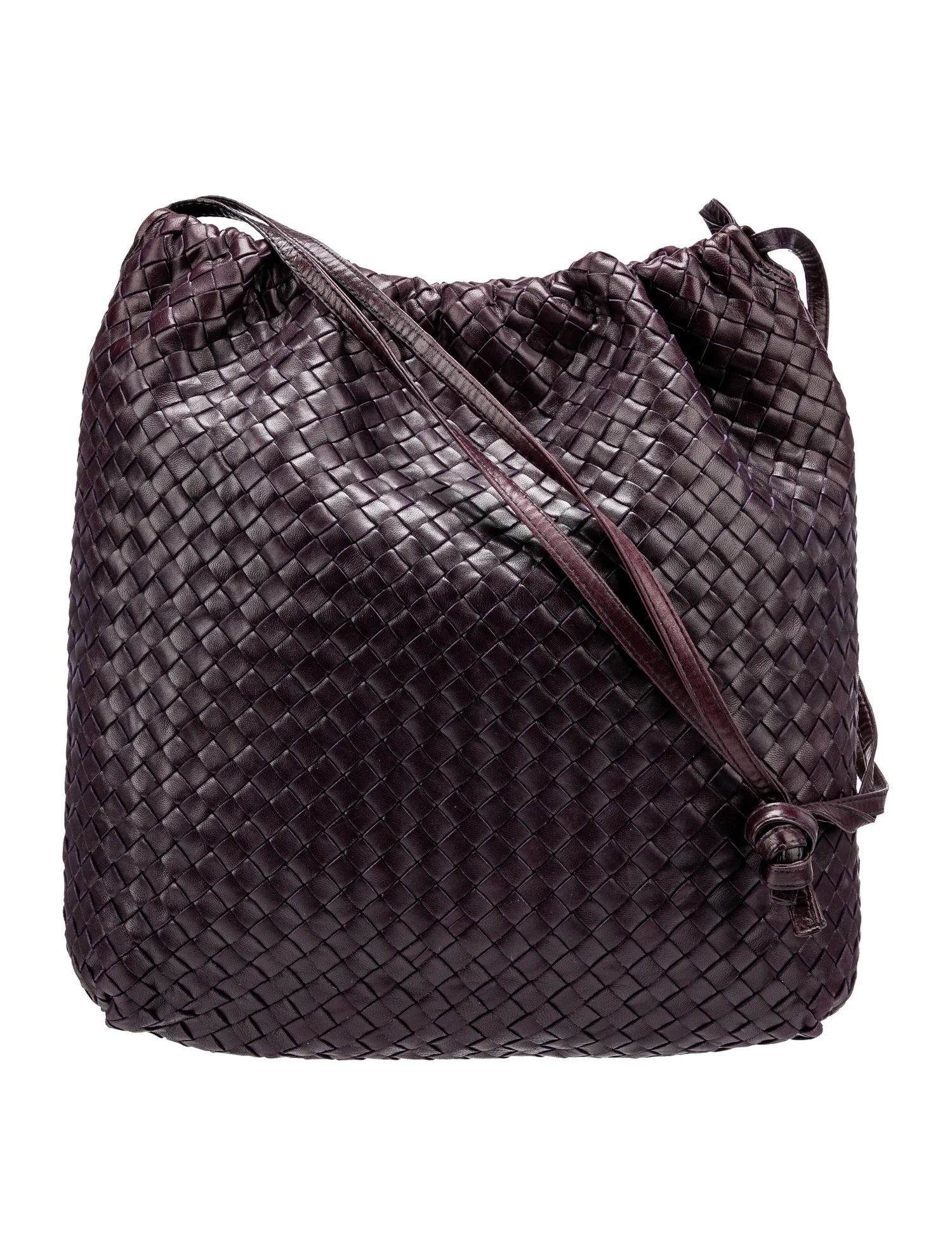 BOTTEGA VENETA INTRECCIATO WOVEN NAPPA LEATHER DRAWSTRING BAG