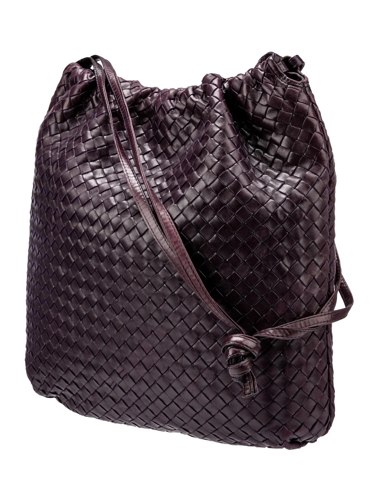 BOTTEGA VENETA INTRECCIATO WOVEN NAPPA LEATHER DRAWSTRING BAG