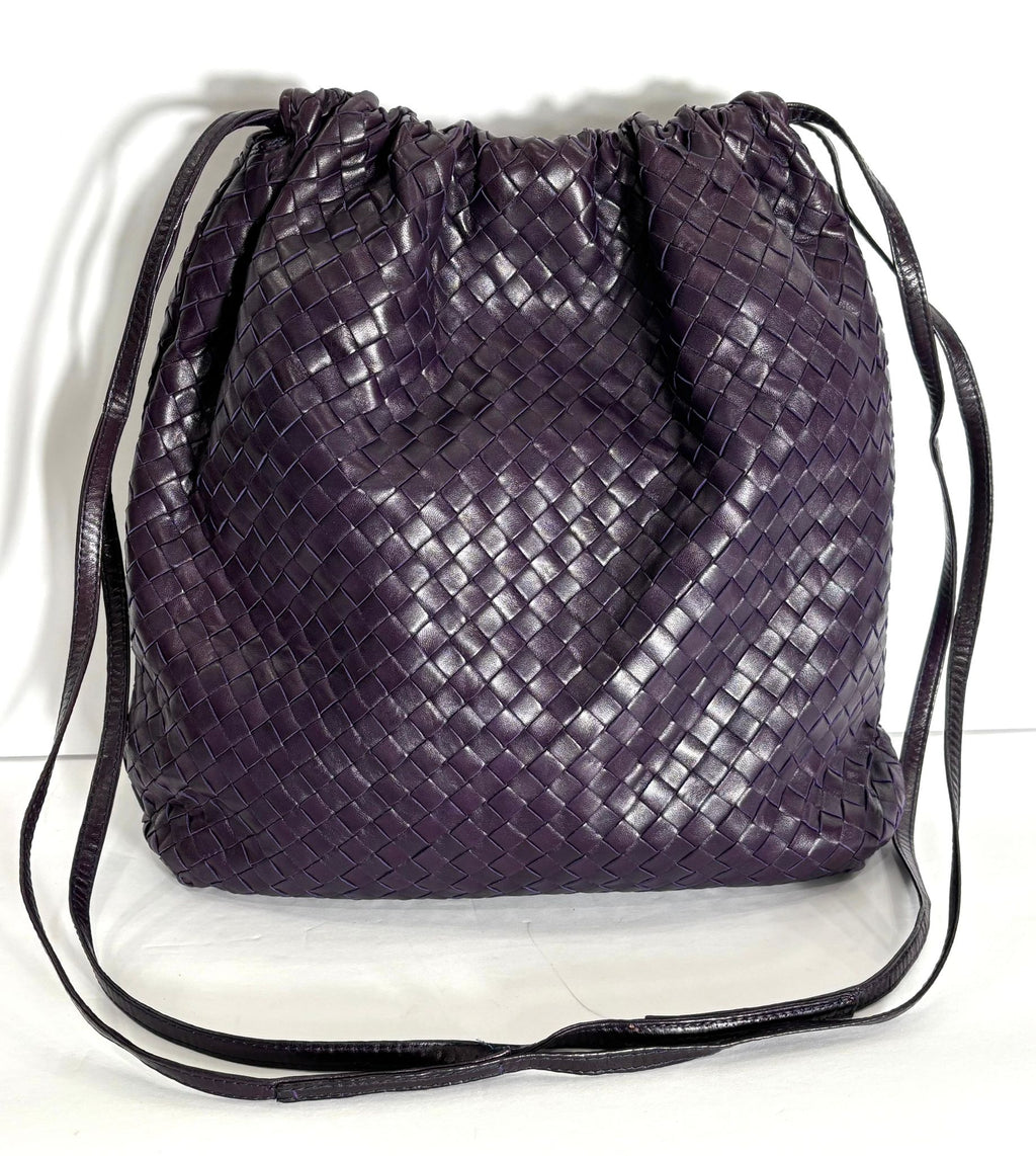 BOTTEGA VENETA INTRECCIATO WOVEN NAPPA LEATHER DRAWSTRING BAG