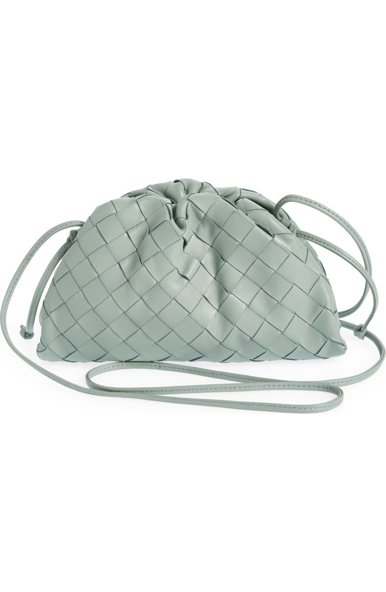 BOTTEGA VENETA SMALL LAMBSKIN LEATHER CLUTCH SHOULDER BAG