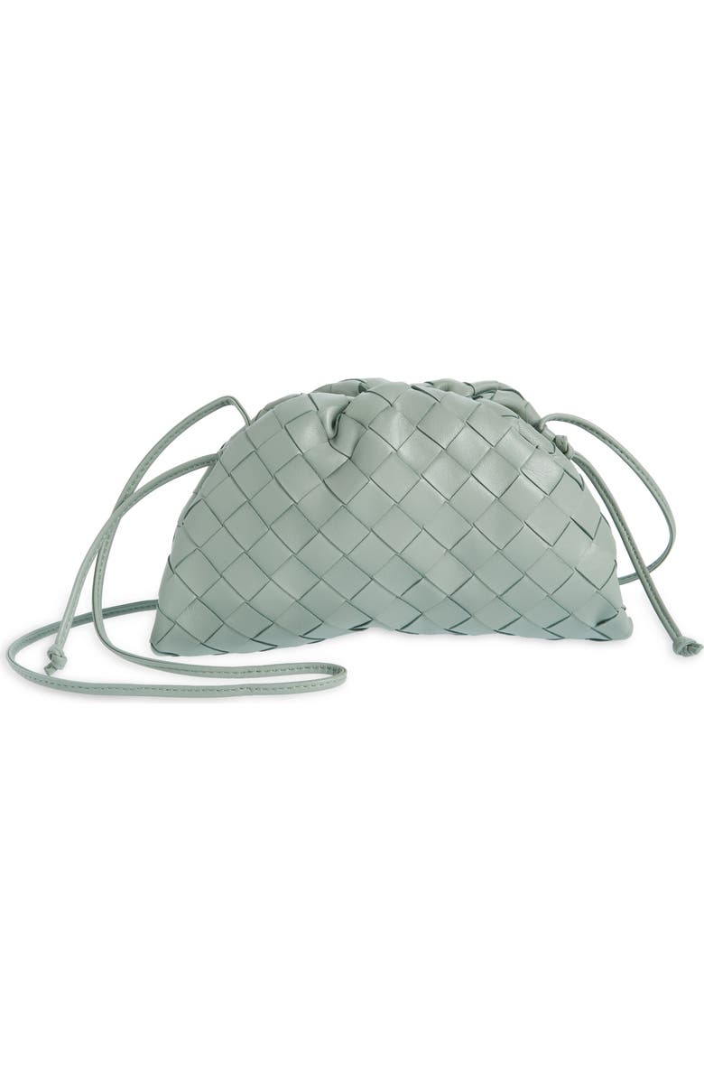 BOTTEGA VENETA SMALL LAMBSKIN LEATHER CLUTCH SHOULDER BAG