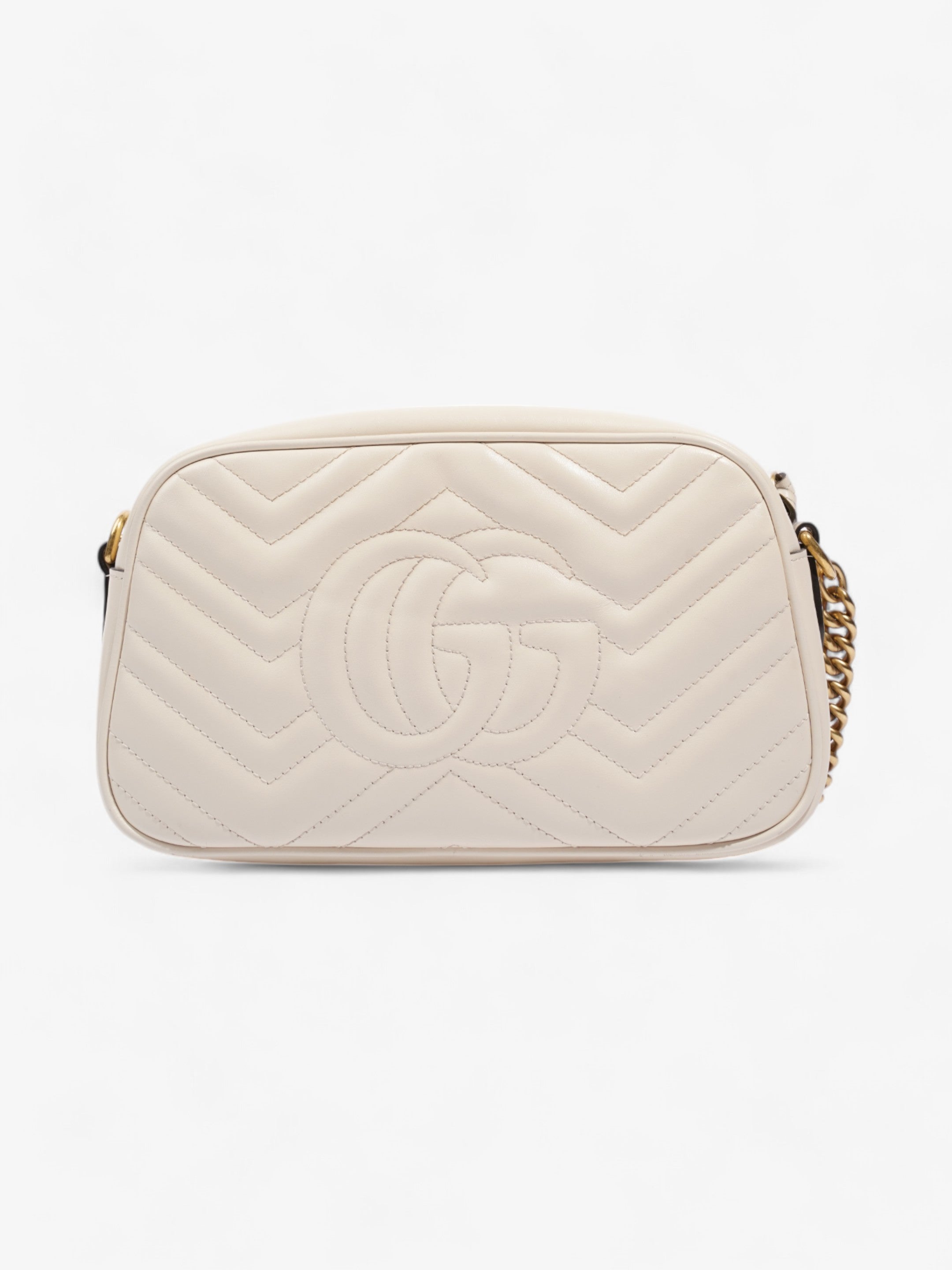 Gucci Marmont Zip White Matelasse Leather Small