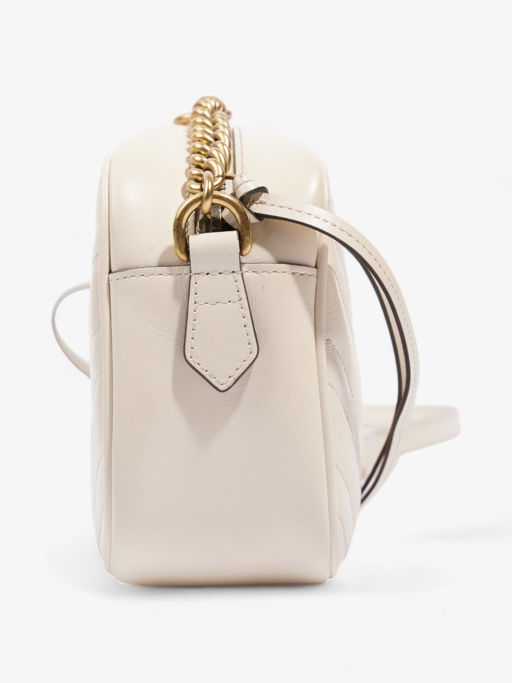 Gucci Marmont Zip White Matelasse Leather Small