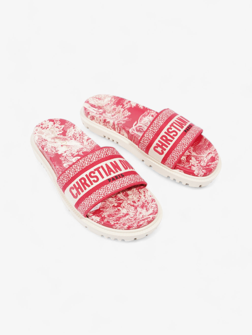 Christian Dior Dway Logo Toile De Jouy Slide Raspberry Canvas EU 41 UK 8