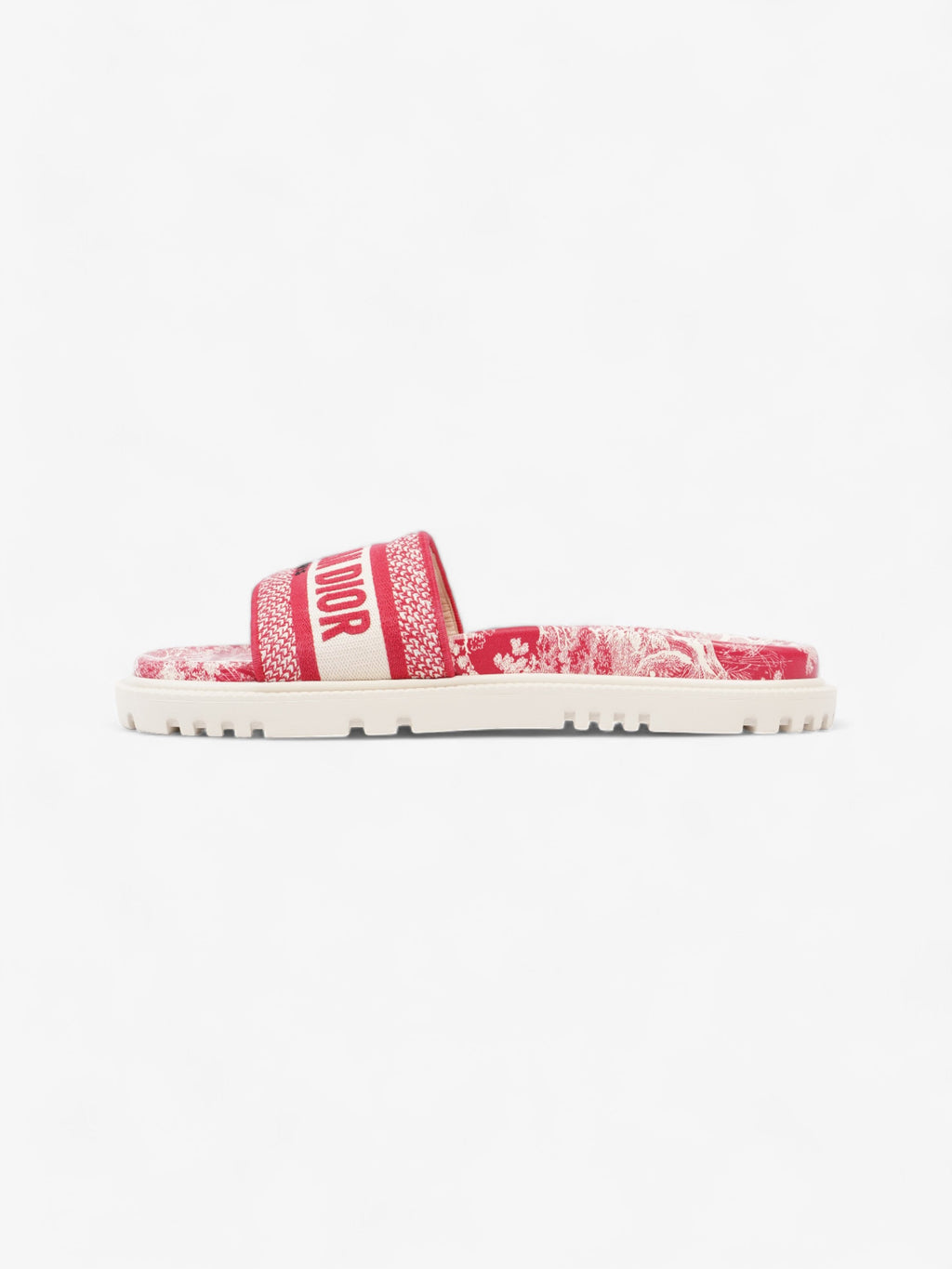 Christian Dior Dway Logo Toile De Jouy Slide Raspberry Canvas EU 41 UK 8