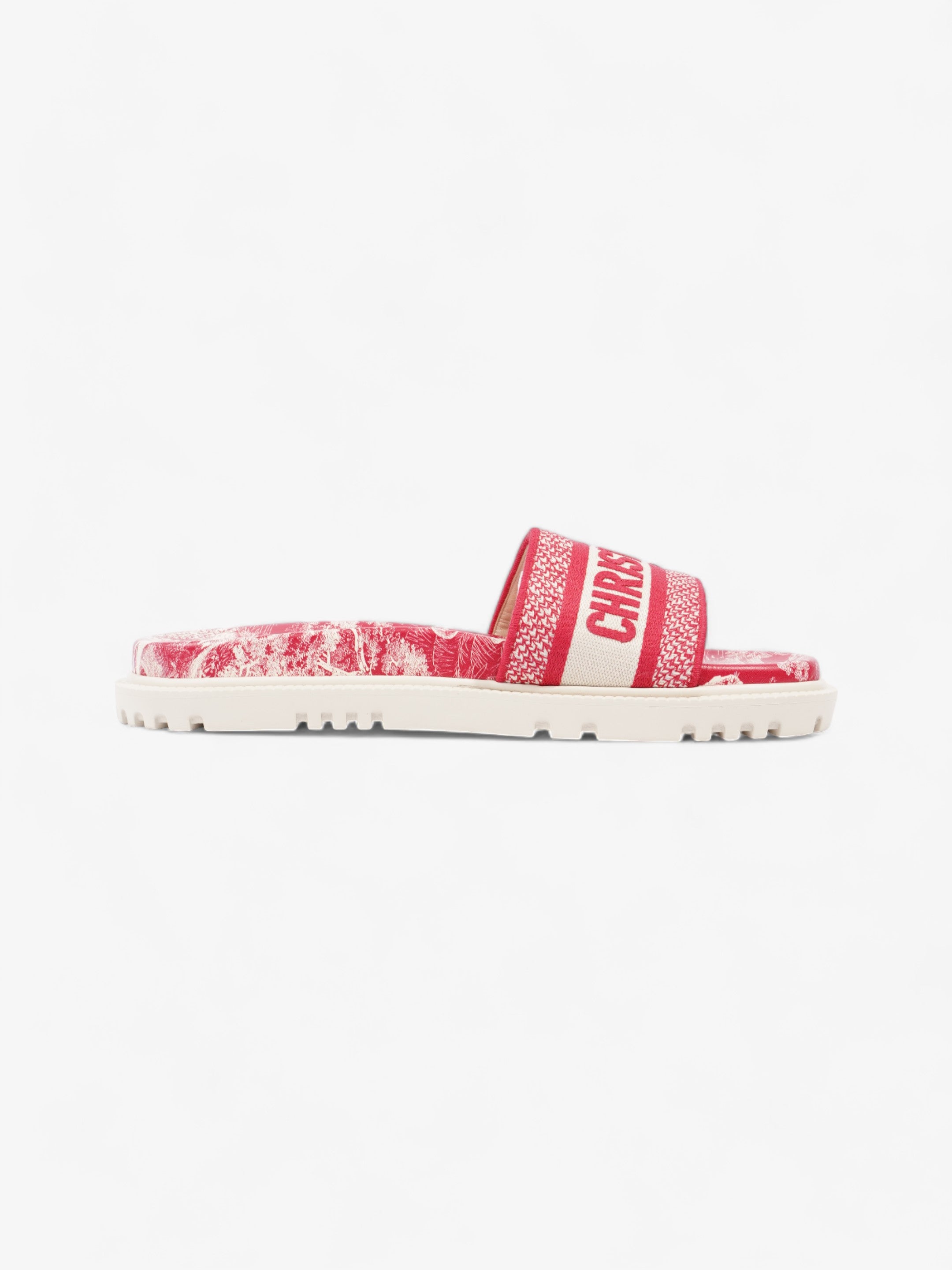Christian Dior Dway Logo Toile De Jouy Slide Raspberry Canvas EU 41 UK 8