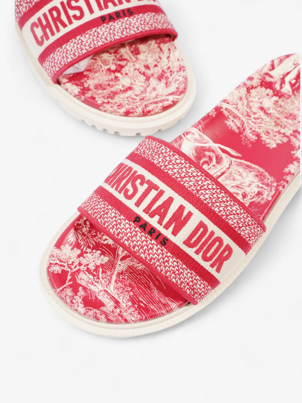 Christian Dior Dway Logo Toile De Jouy Slide Raspberry Canvas EU 41 UK 8