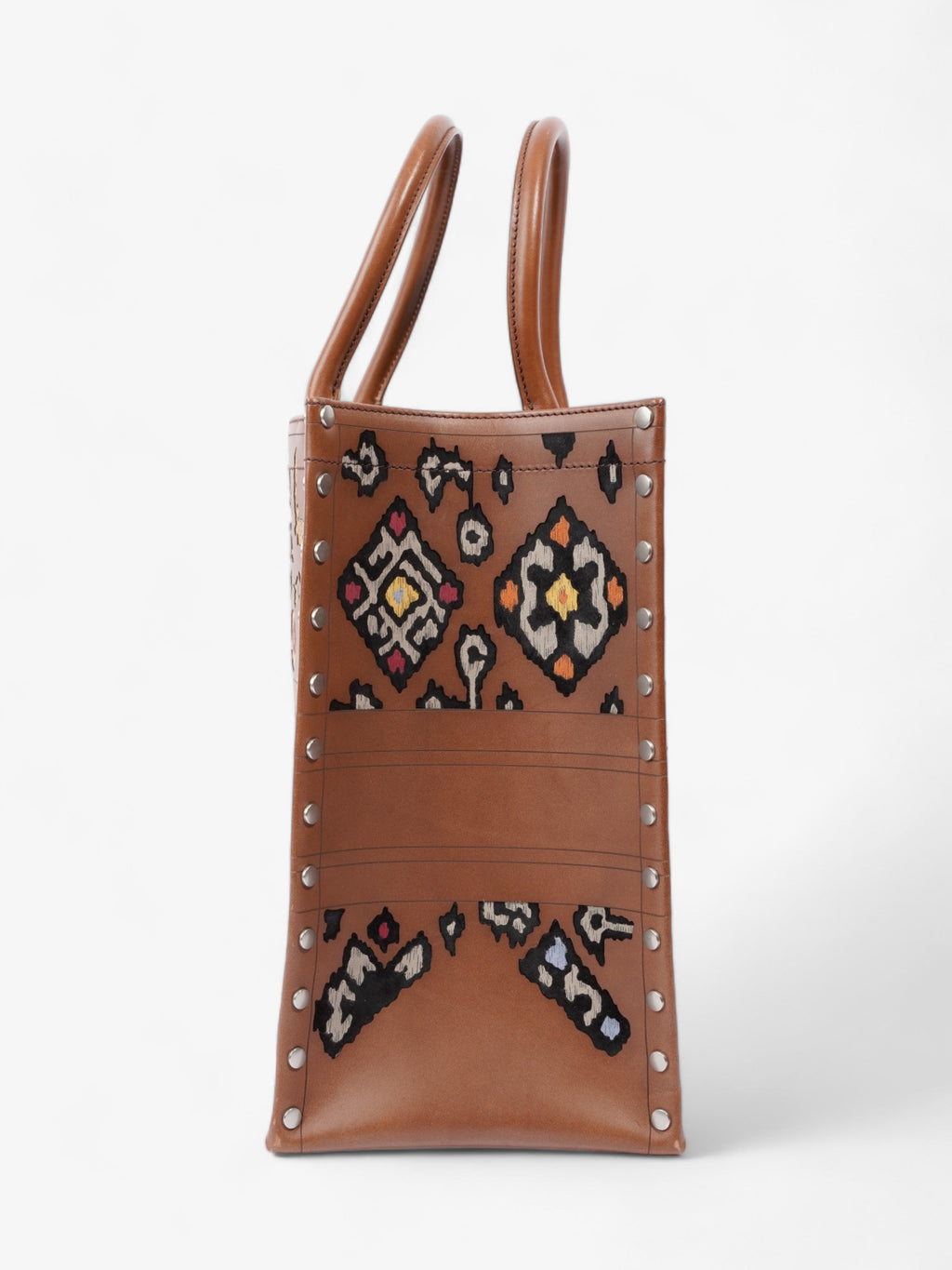 Christian Dior Book Tote Brown / Floral Leather Large