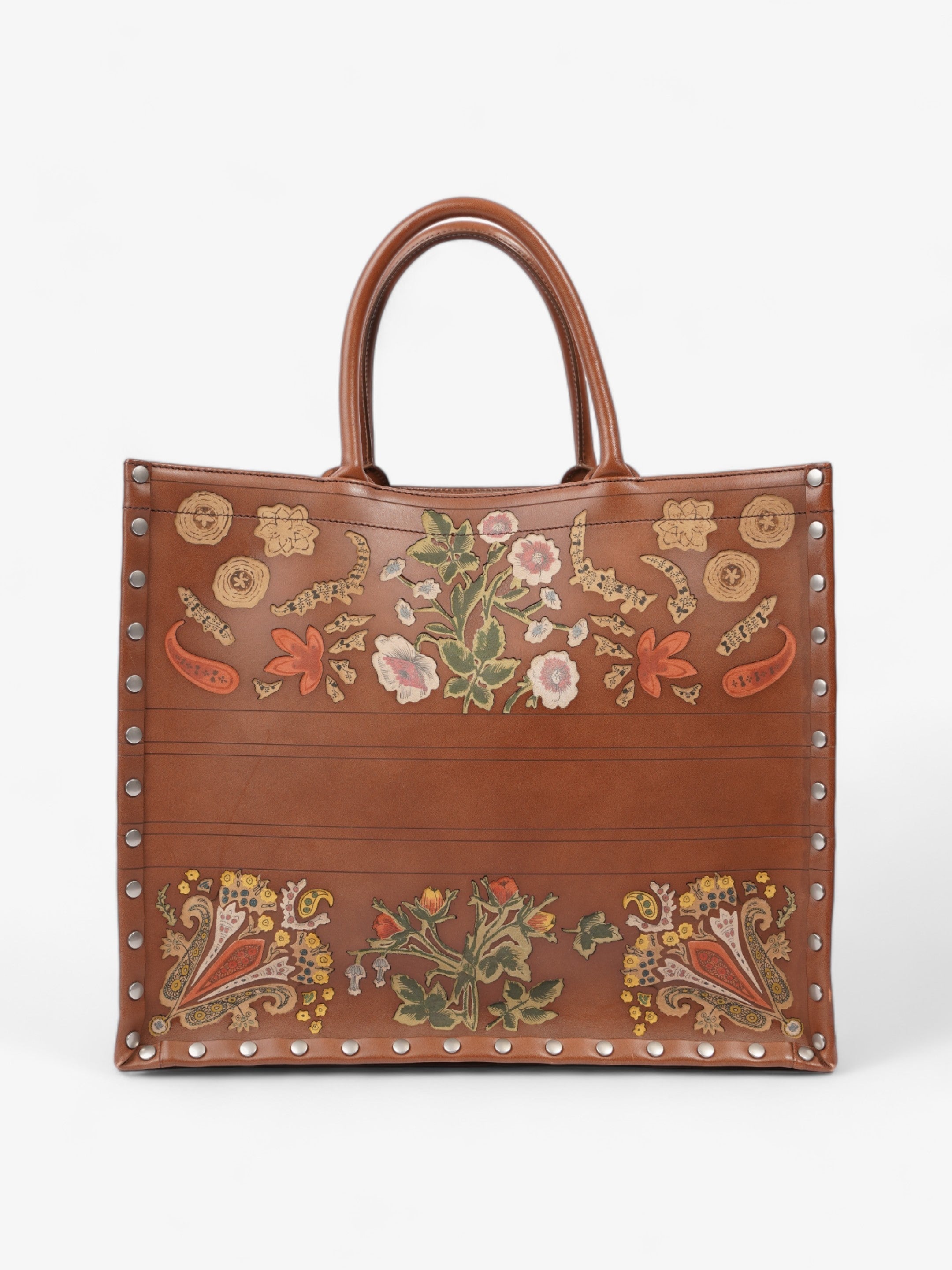 Christian Dior Book Tote Brown / Floral Leather Large