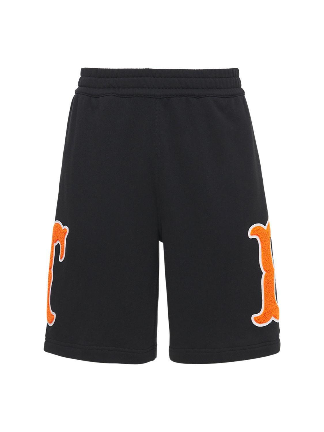 BURBERRY BADGES COTTON JERSEY SWEAT SHORTS