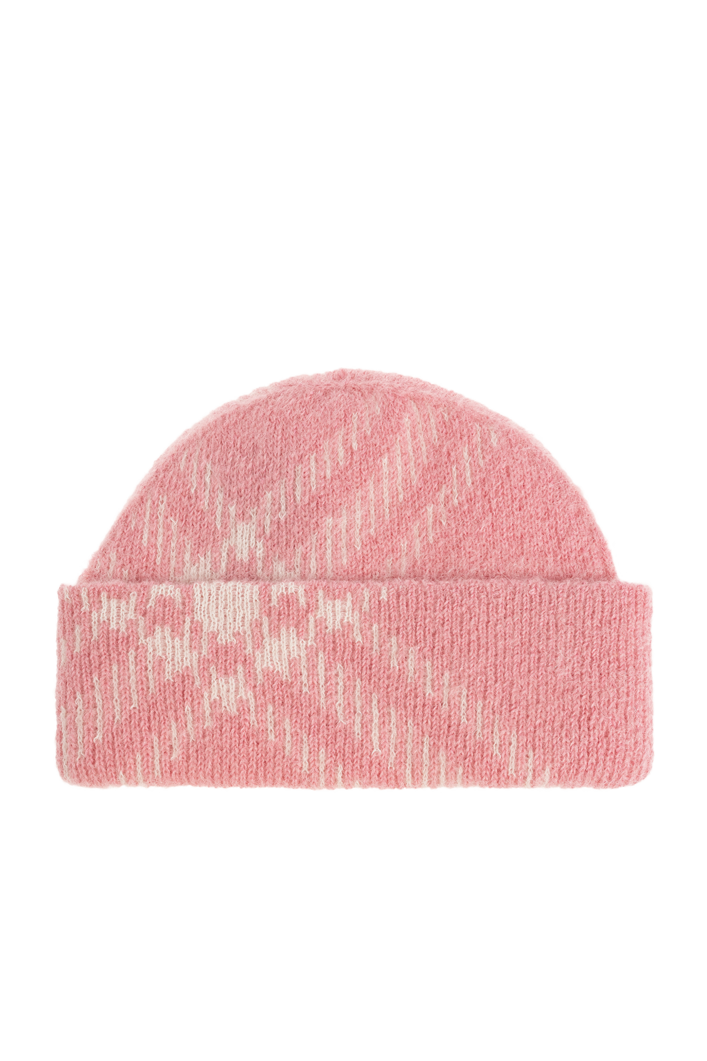 BURBERRY CHECK MOHAIR & WOOL BLEND BEANIE