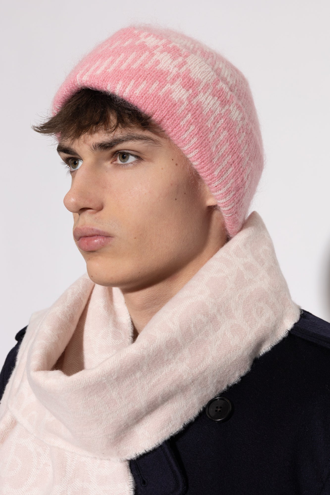 BURBERRY CHECK MOHAIR & WOOL BLEND BEANIE