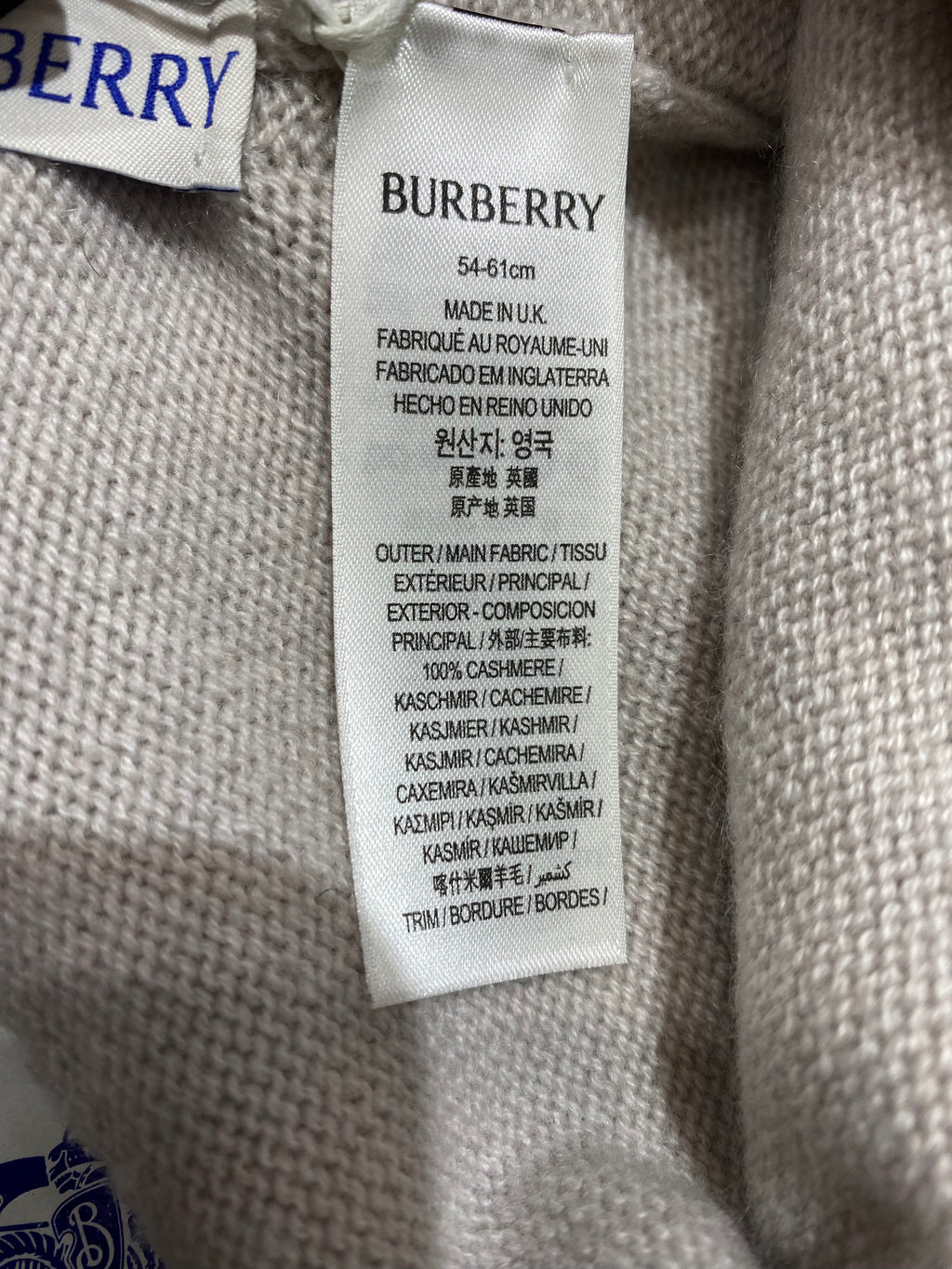 BURBERRY EQUESTRIAN KNIGHT CASHMERE BEANIE