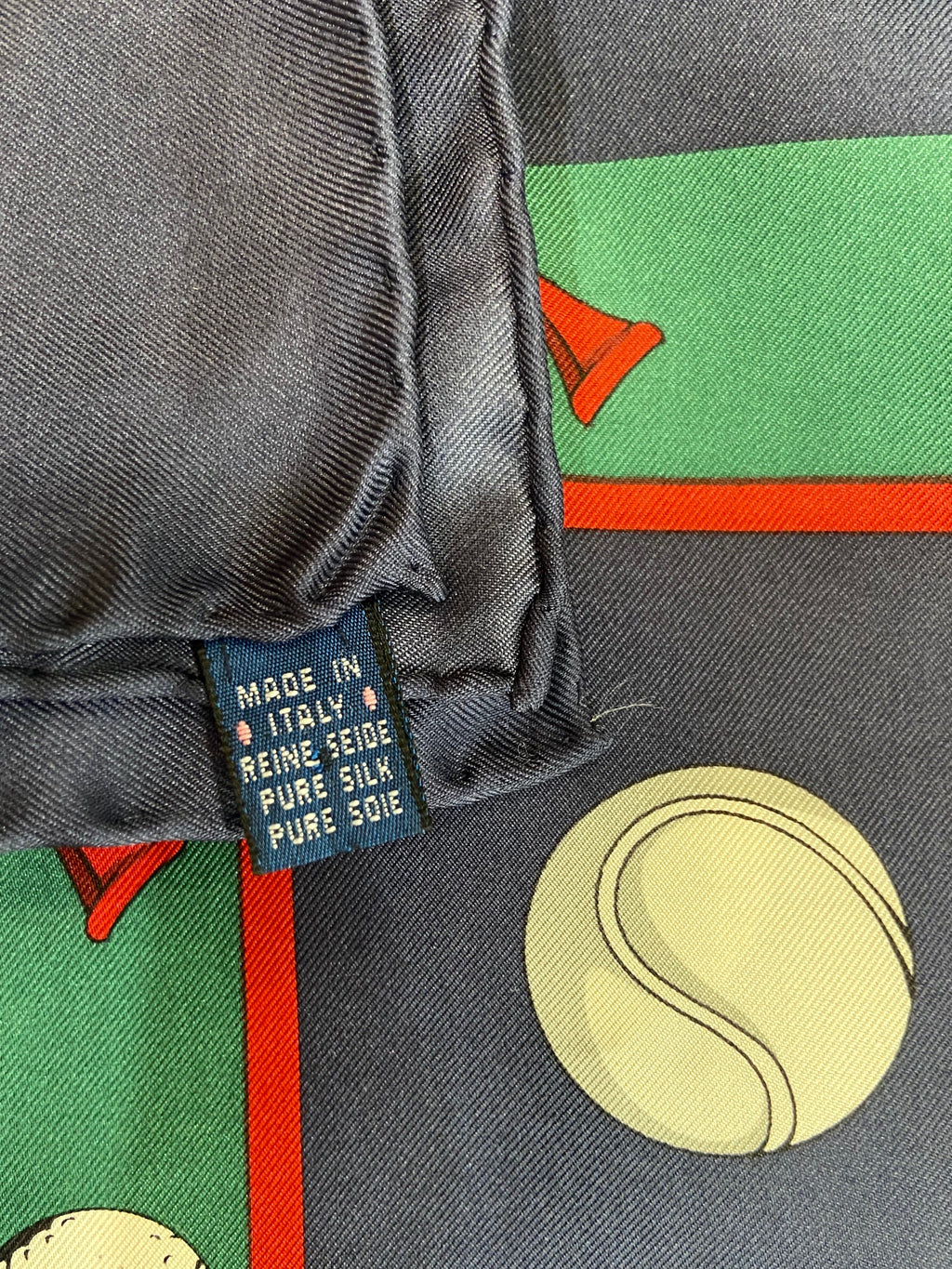 BURBERRY VINTAGE EQUESTRIAN KNIGHT TENNIS RACKET PRINT SILK SCARF