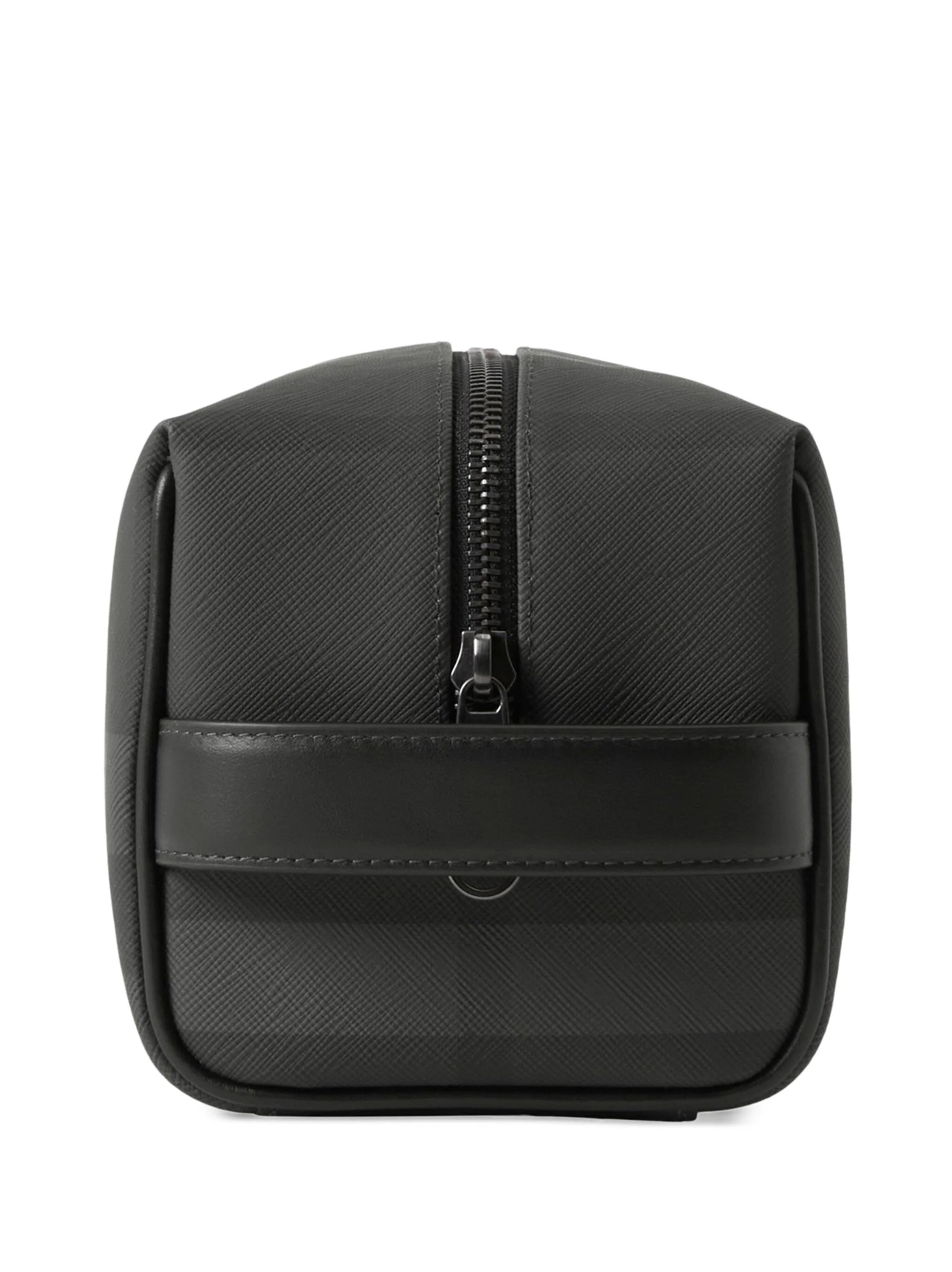 BURBERRY CHARCOAL HOUSE CHECK LEATHER TRAVEL POUCH
