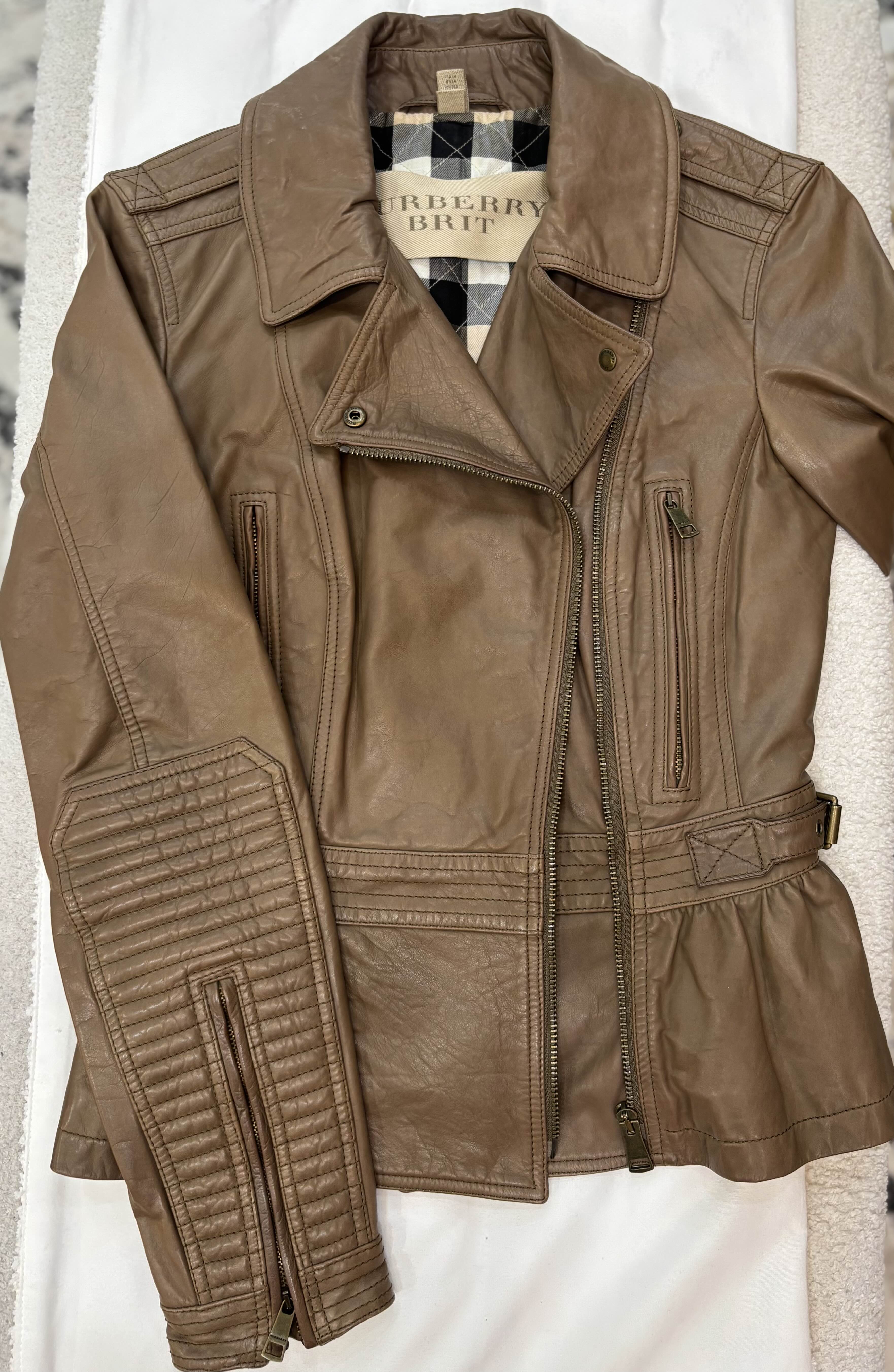 BURBERRY BRIT LEATHER BIKER JACKET