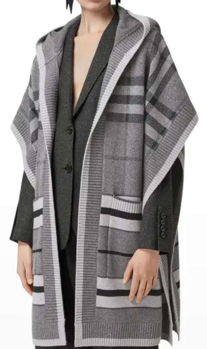 BURBERRY CARLA CHECK WOOL BLEND CAPE