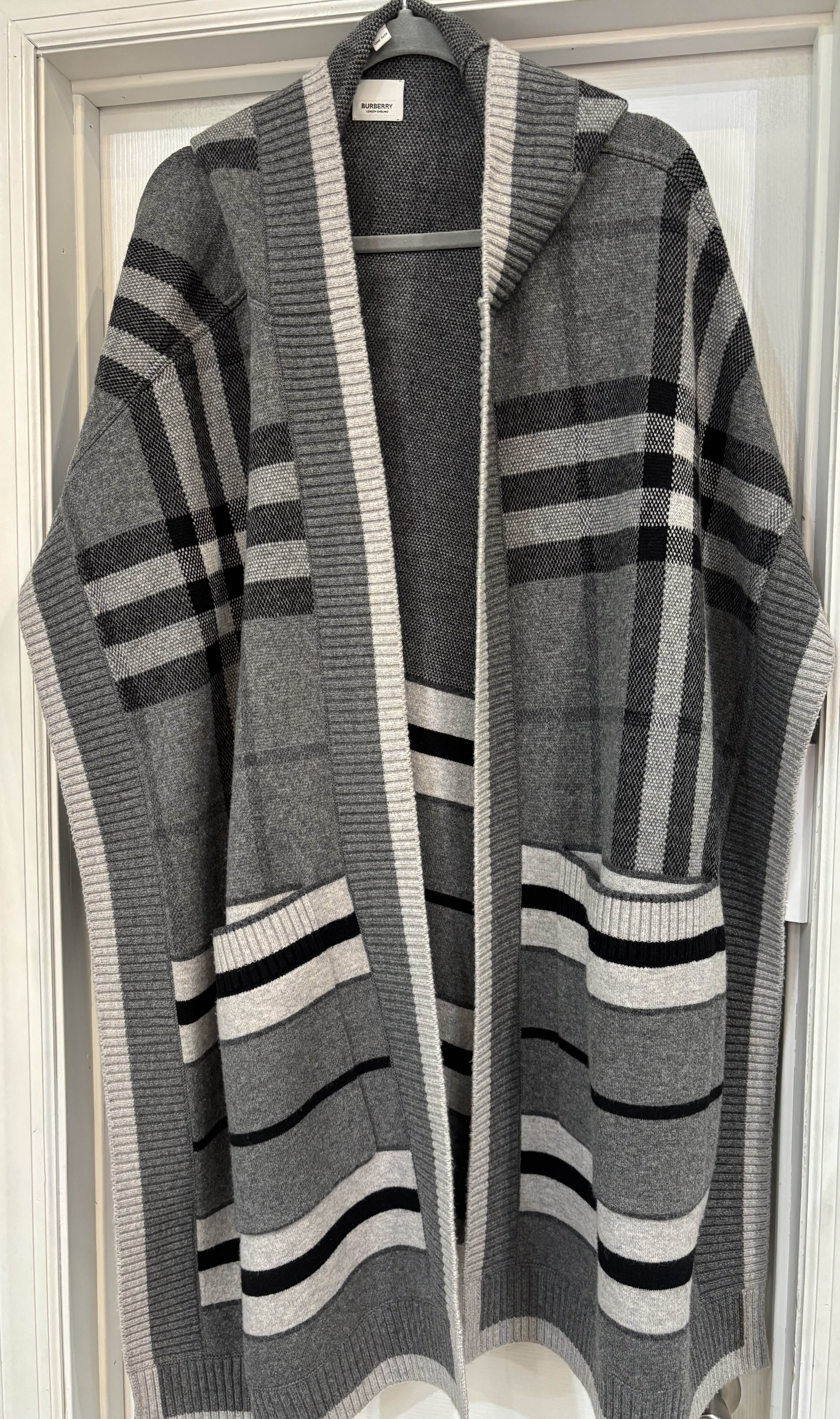BURBERRY CARLA CHECK WOOL BLEND CAPE