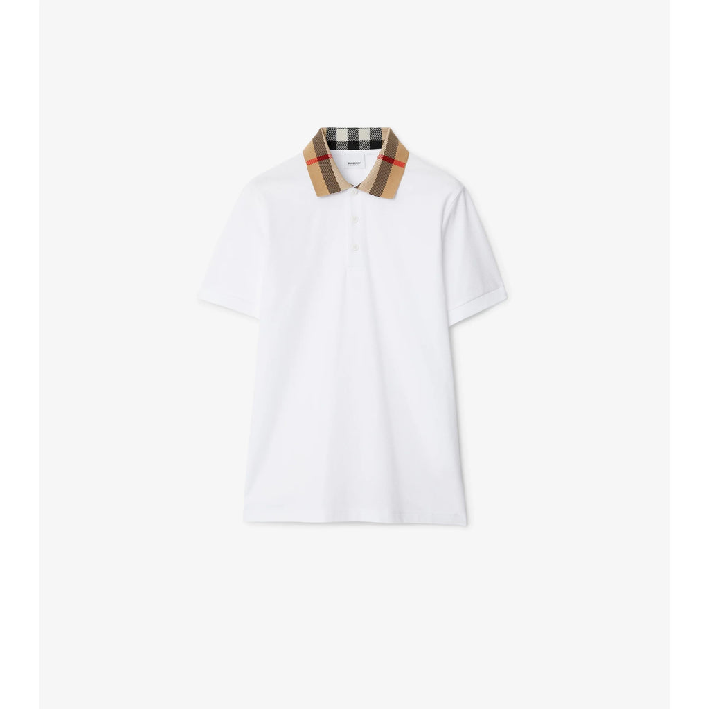 BURBERRY CHECK COLLAR COTTON POLO SHIRT