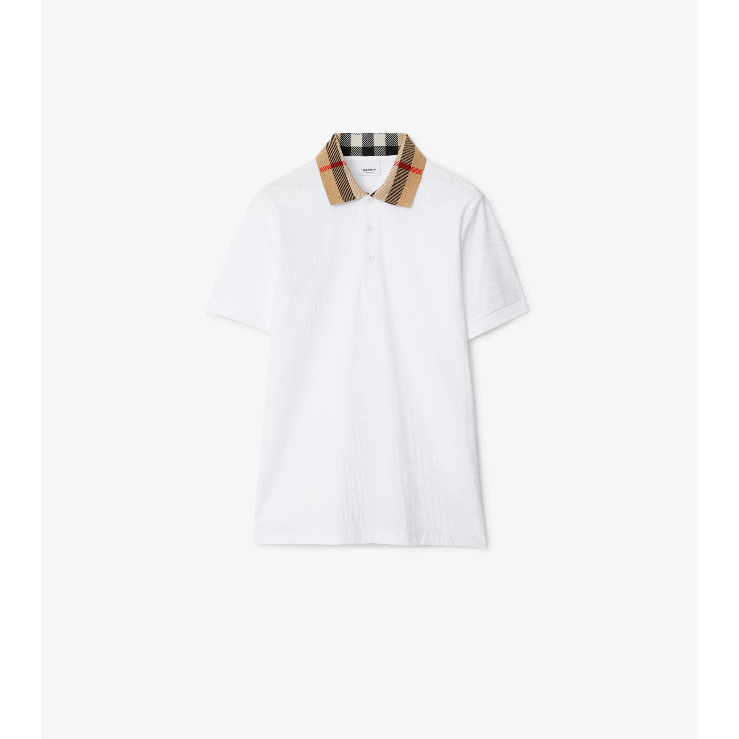 BURBERRY CHECK COLLAR COTTON POLO SHIRT