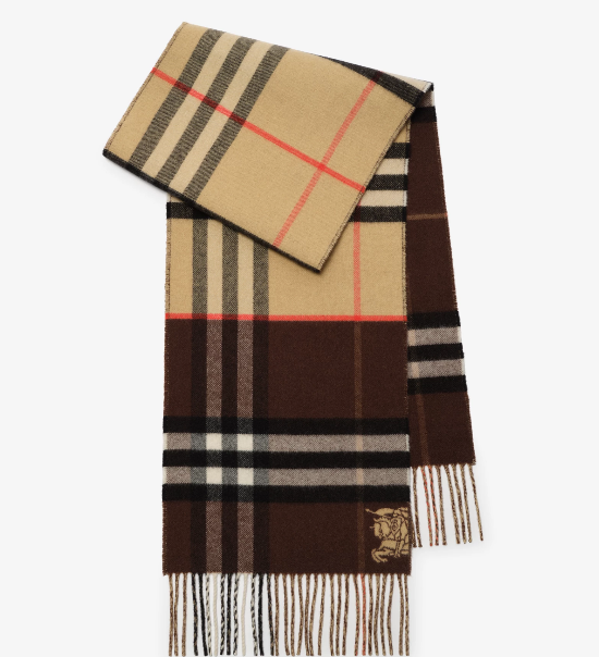 BURBERRY CONTRAST CHECK CASHMERE SCARF