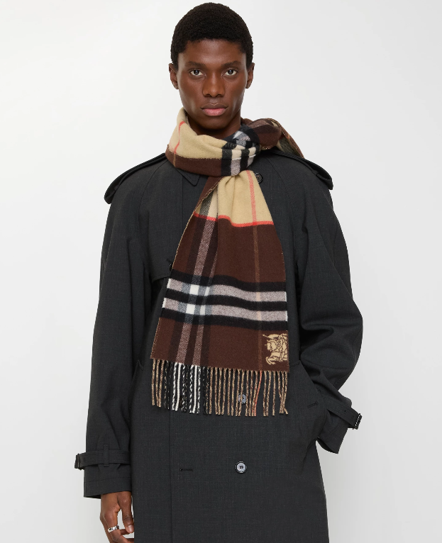 BURBERRY CONTRAST CHECK CASHMERE SCARF