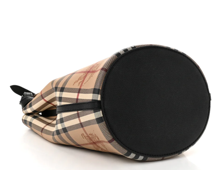 BURBERRY HAYMARKET CHECK BUCKET CROSSBODY BAG