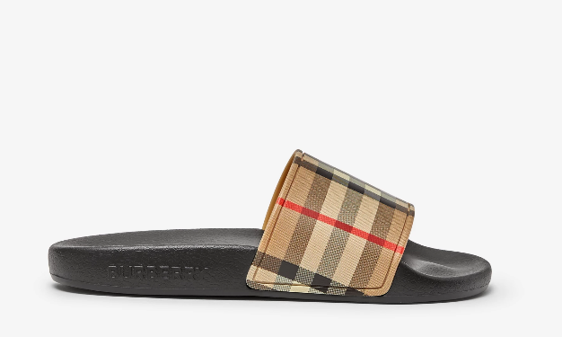 BURBERRY MEN'S CHECK SLIDES