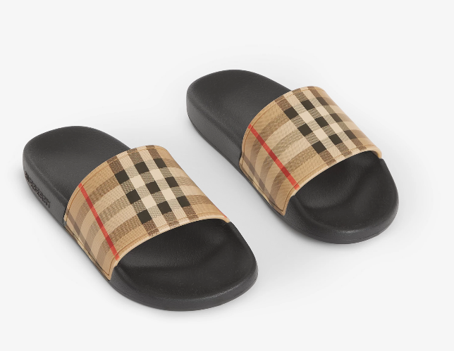 BURBERRY MEN'S CHECK SLIDES