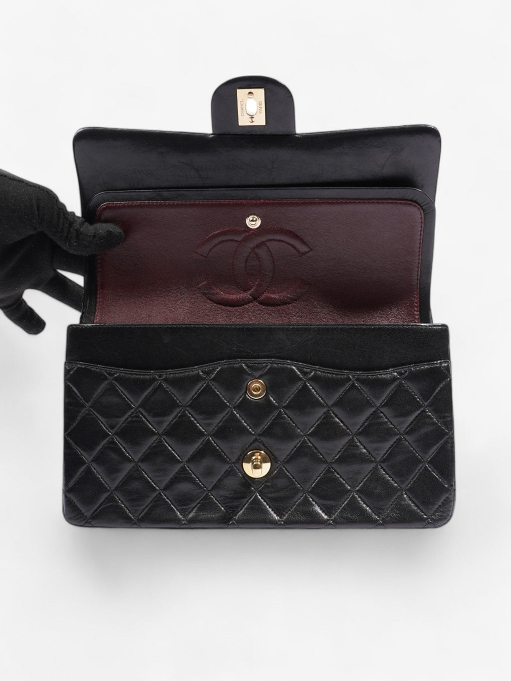 Chanel Classic Double Flap Black Lambskin Leather Medium