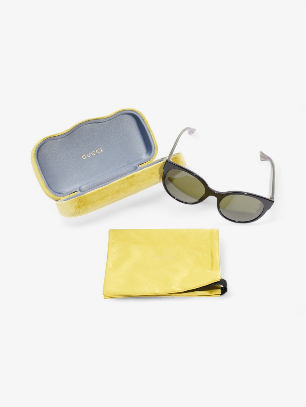 Gucci Oval Sunglasses Black / Red / Green Acetate 140mm