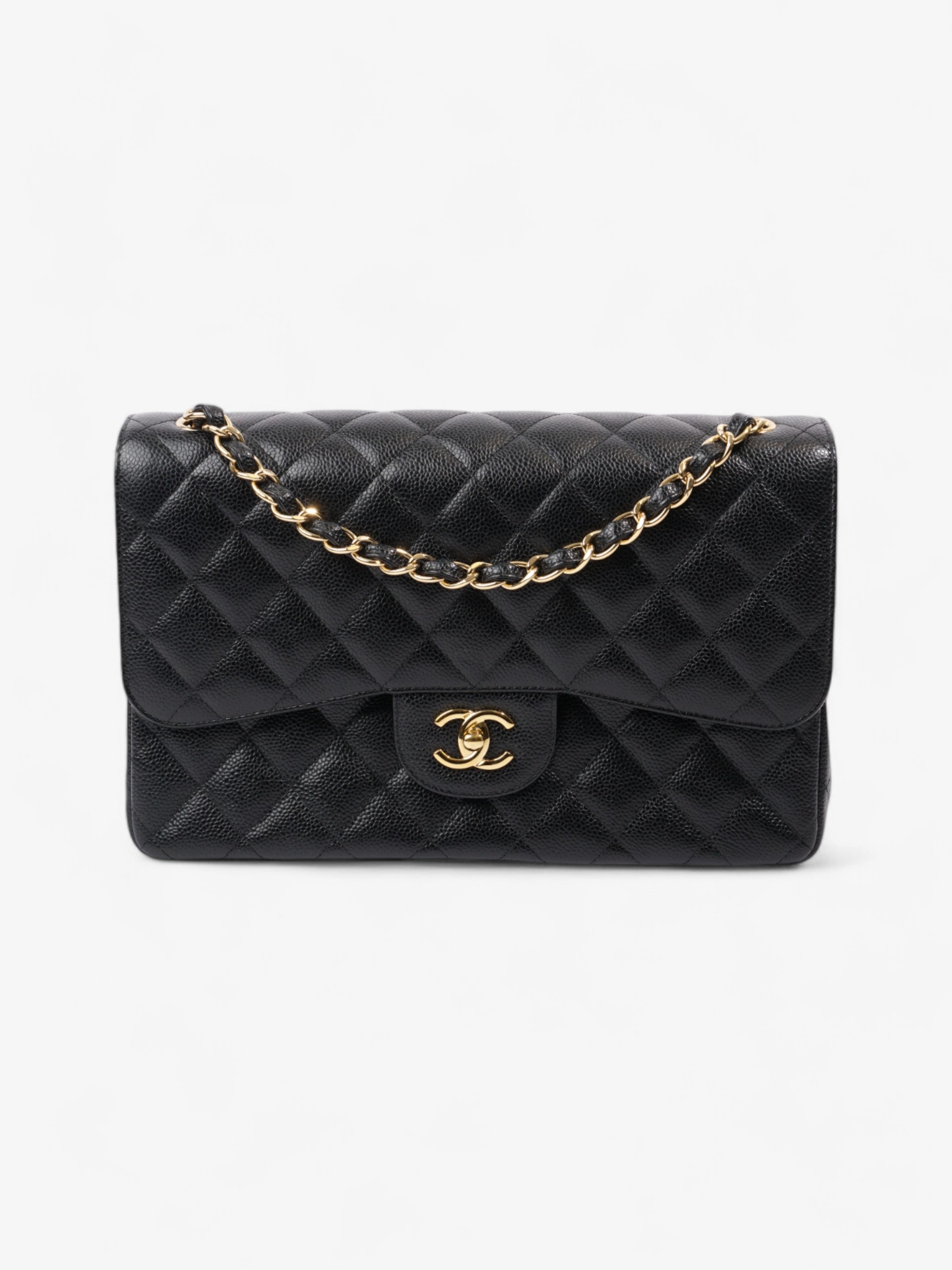 Chanel Classic Double Flap Black Caviar Leather Jumbo