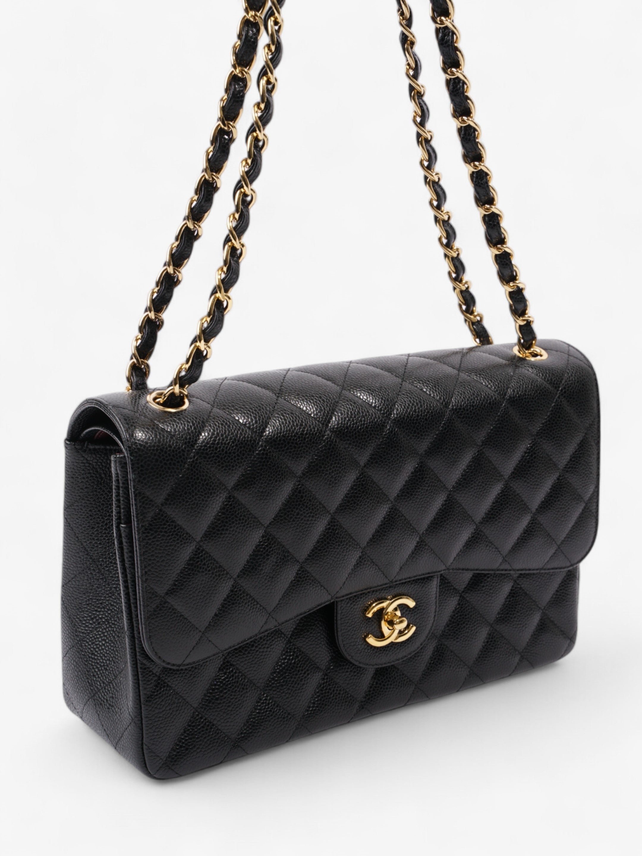 Chanel Classic Double Flap Black Caviar Leather Jumbo
