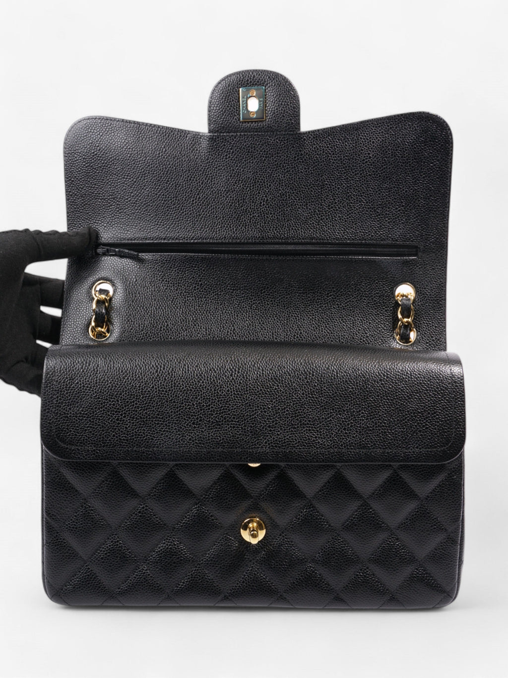 Chanel Classic Double Flap Black Caviar Leather Jumbo