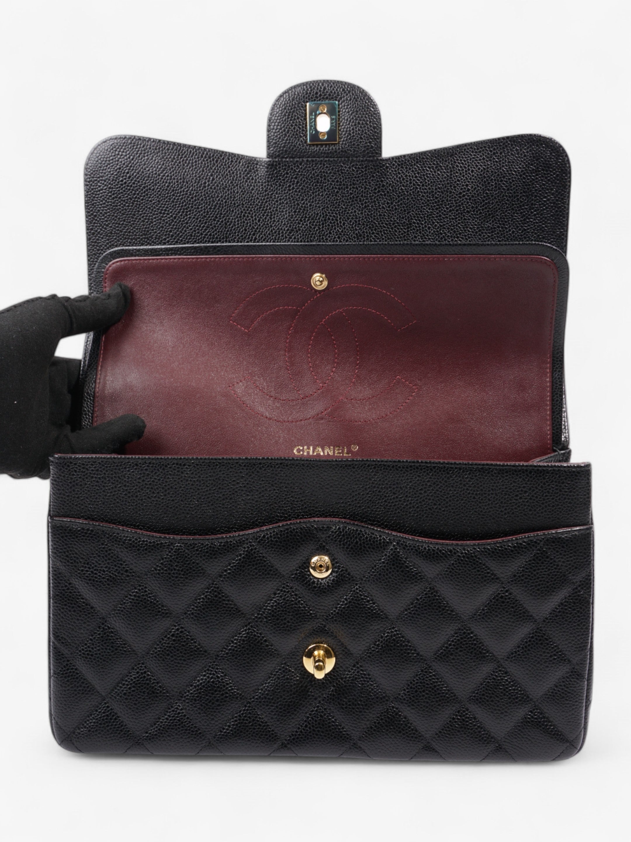 Chanel Classic Double Flap Black Caviar Leather Jumbo
