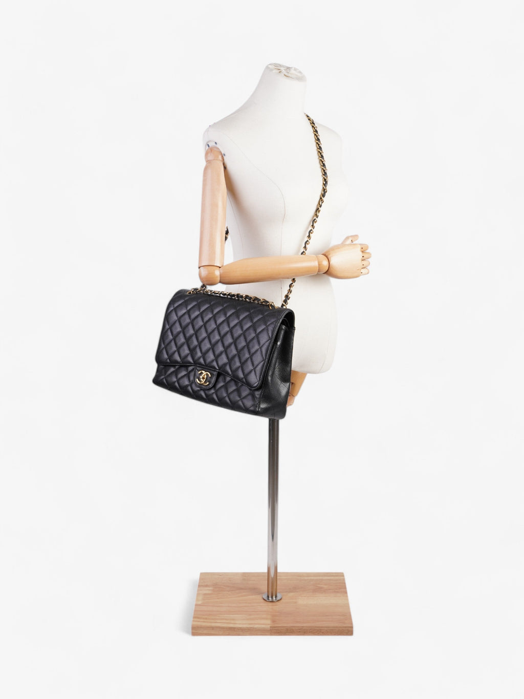 Chanel Classic Double Flap Black Caviar Leather Maxi